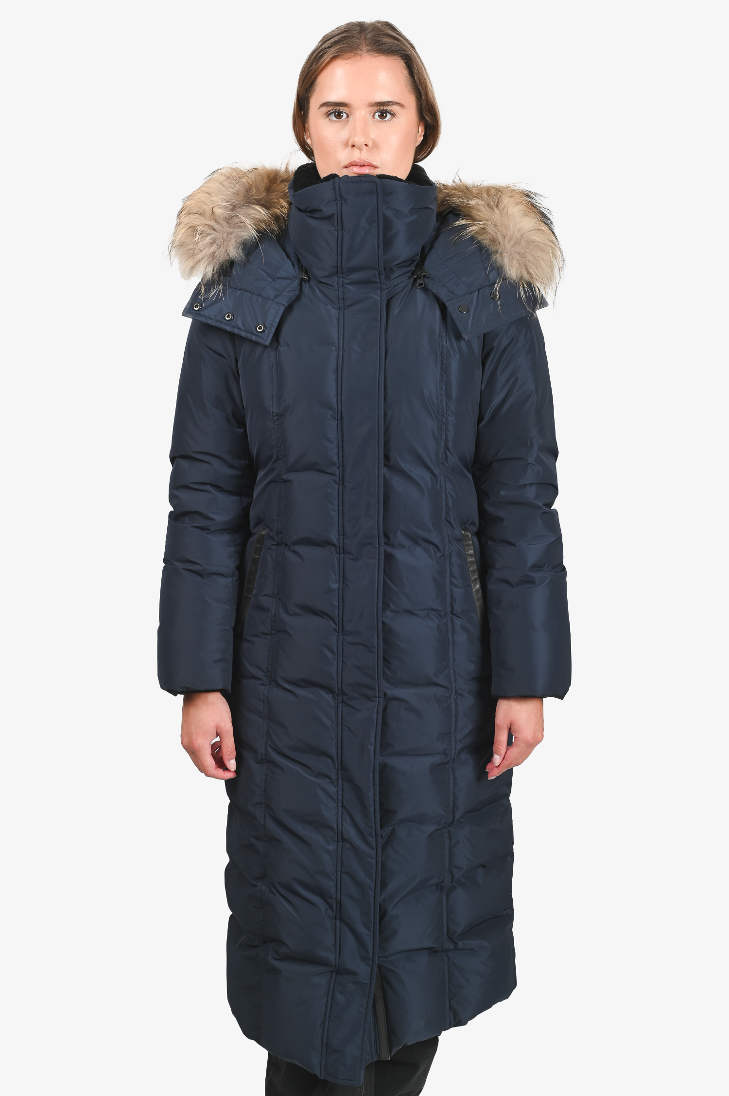 Mackage Navy 'Vaughn' Long Parka with Fur Hood Size 38