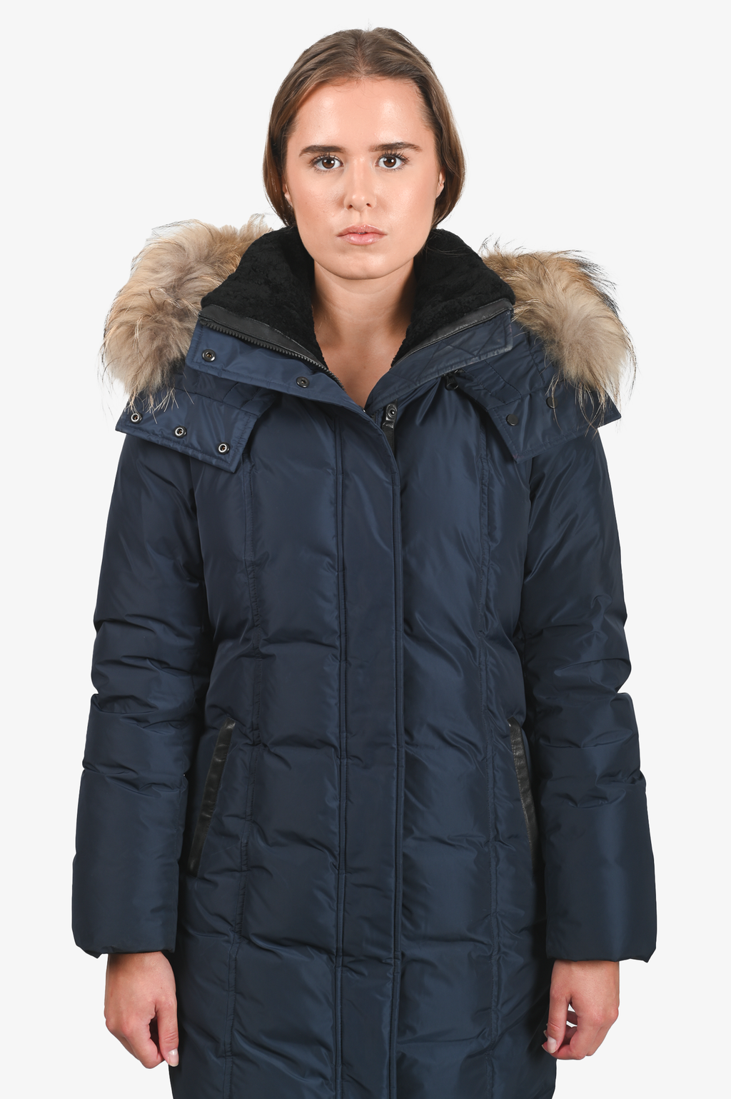 Mackage Navy 'Vaughn' Long Parka with Fur Hood Size 38
