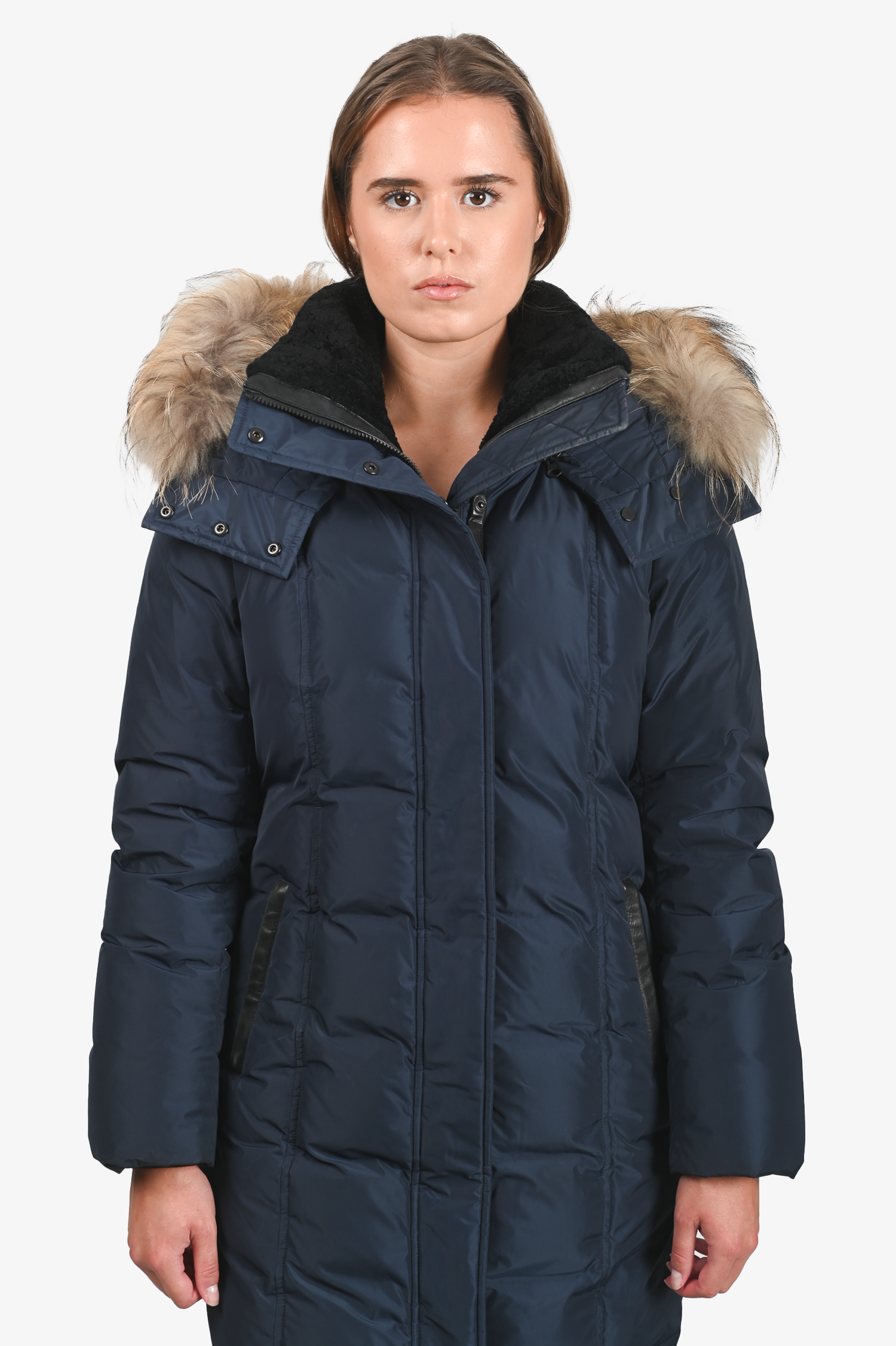 Mackage Navy 'Vaughn' Long Parka with Fur Hood Size 38