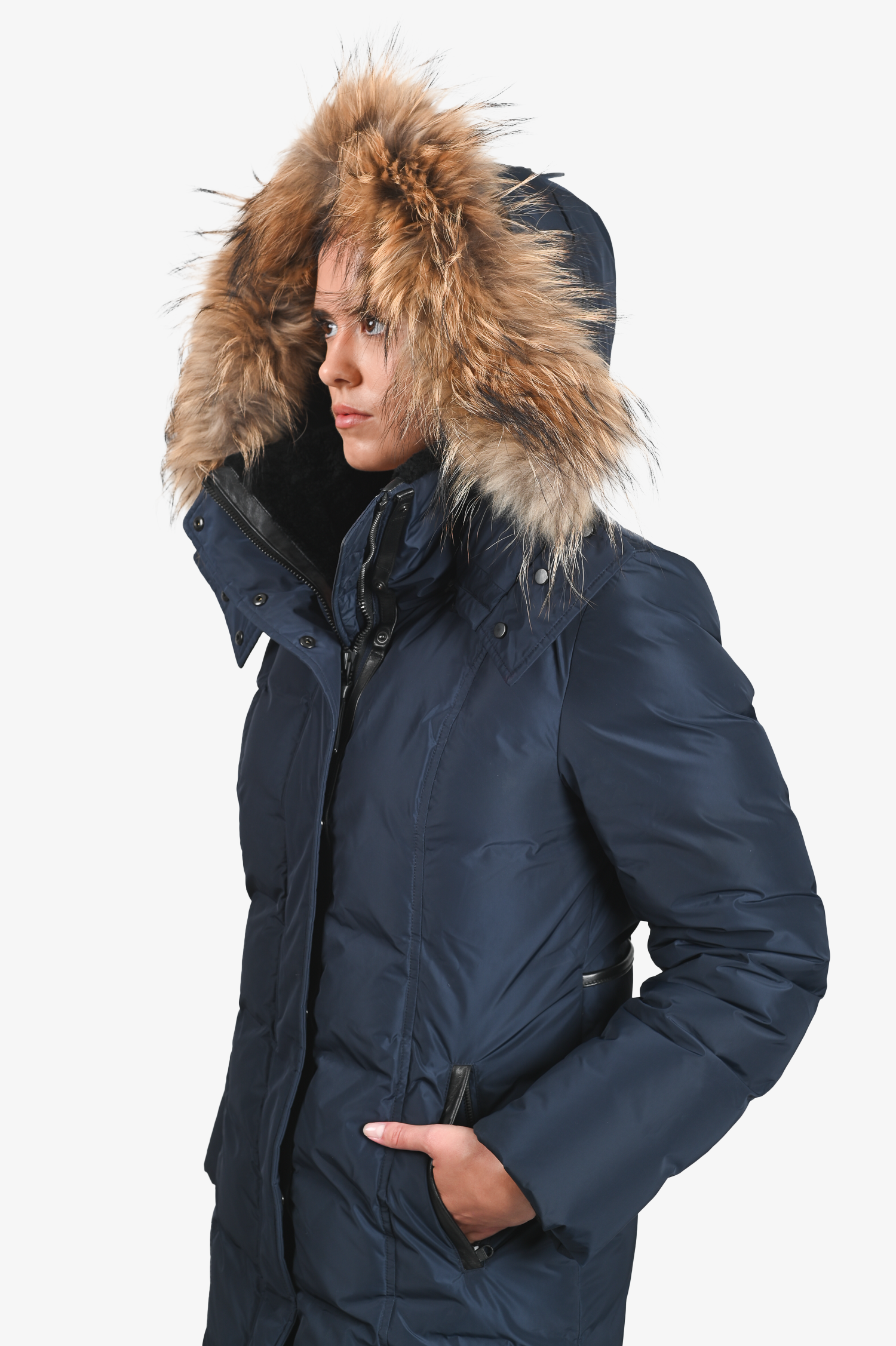 Mackage Navy 'Vaughn' Long Parka with Fur Hood Size 38
