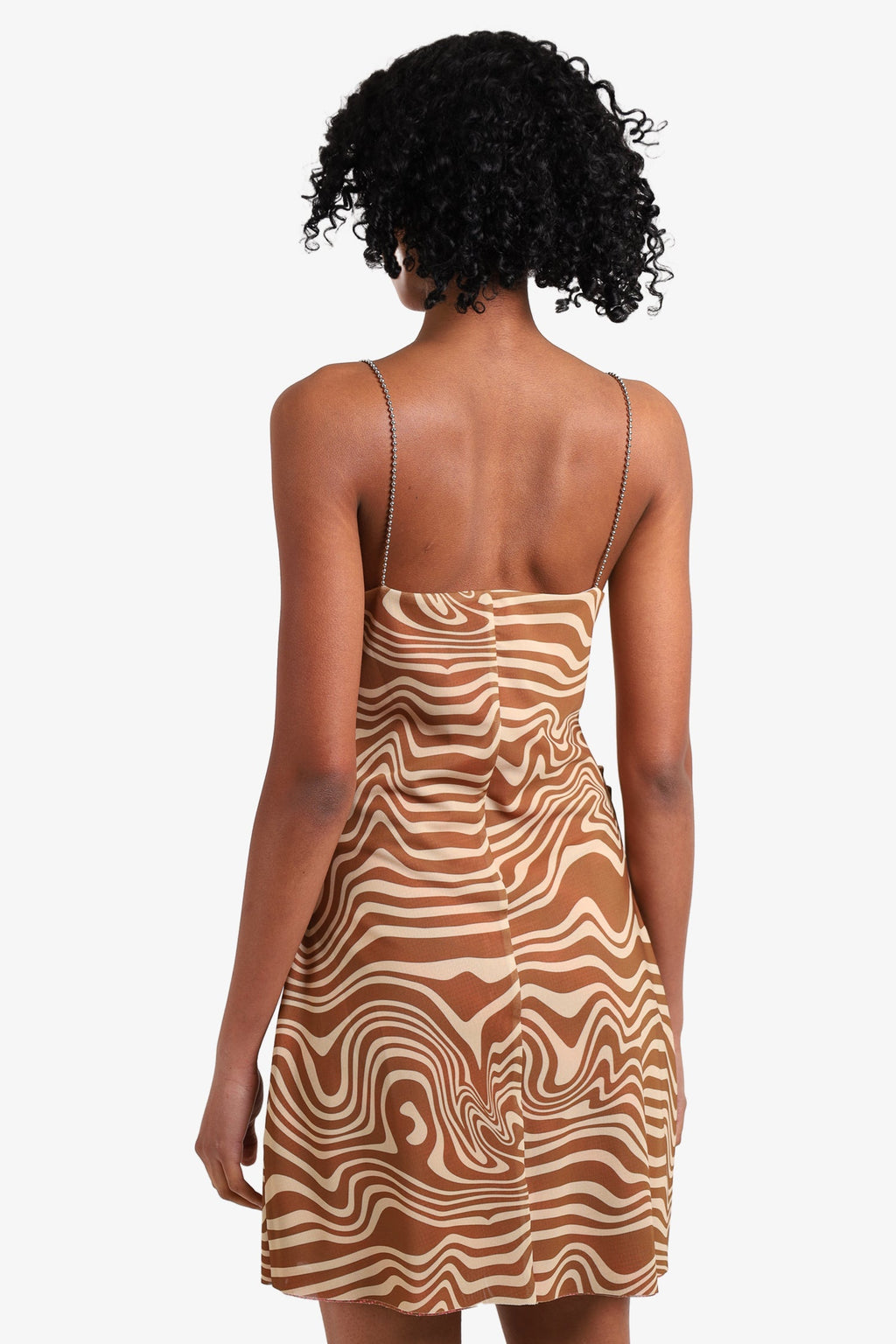 Maisie Wilen Brown/Beige Printed Sleeveless Mini Dress Size M