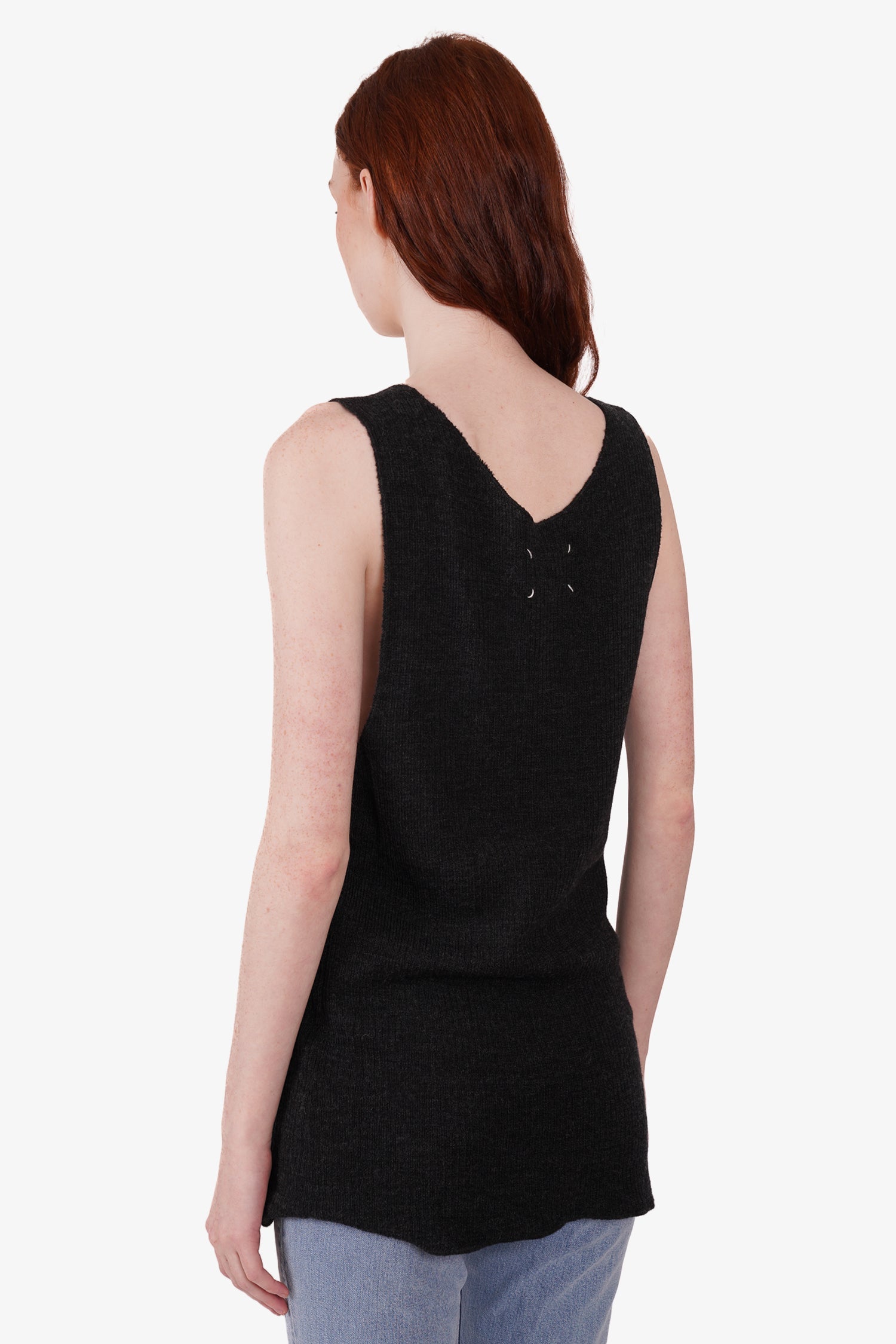 Maison Margiela Grey Wool Low Scoop Neck Tank Top Size XXL