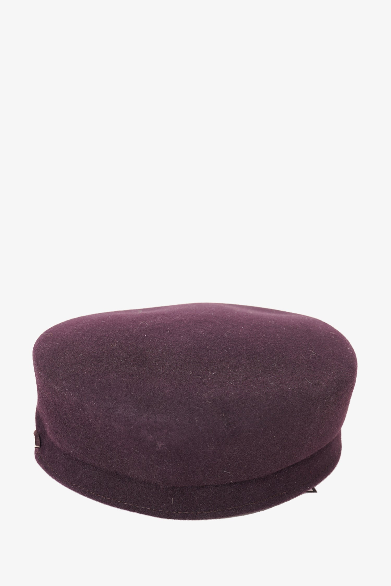 Maison Michele Burgundy Rabbit Hair Cap With Chain Brim