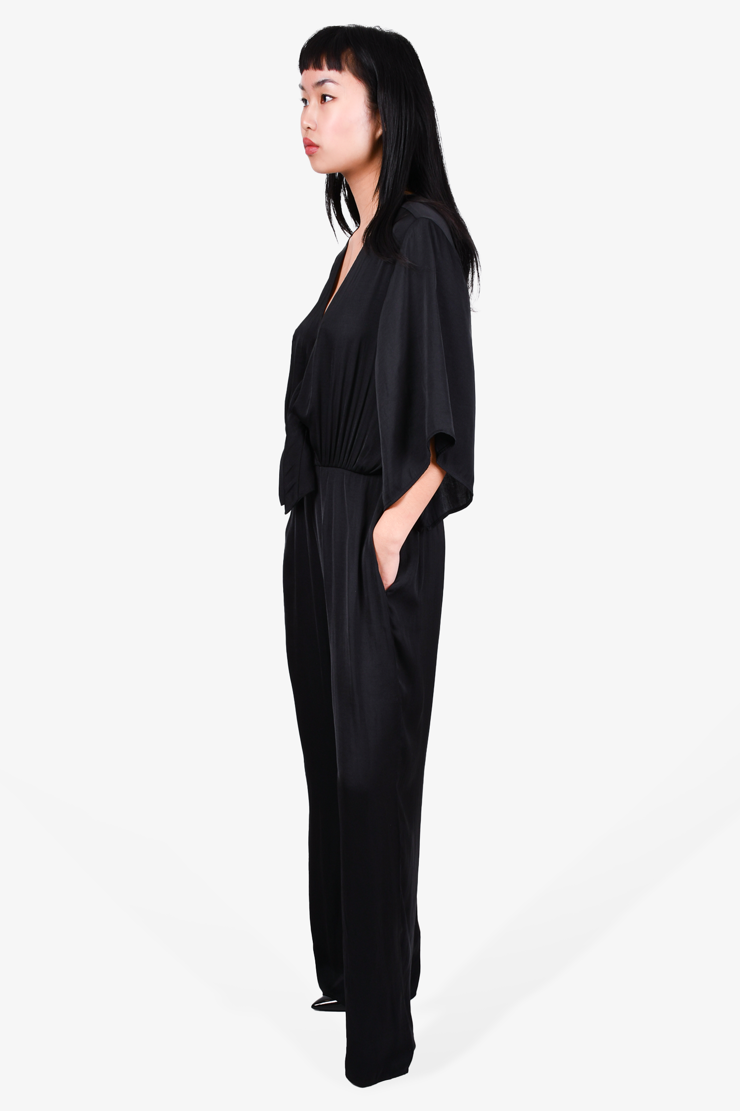 Maje Black Satin  Bow Detail Jumpsuit Size 40