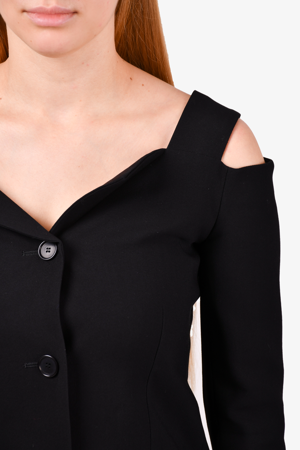 Maje Black Vida Cold-Shoulder Blazer Top Size 36