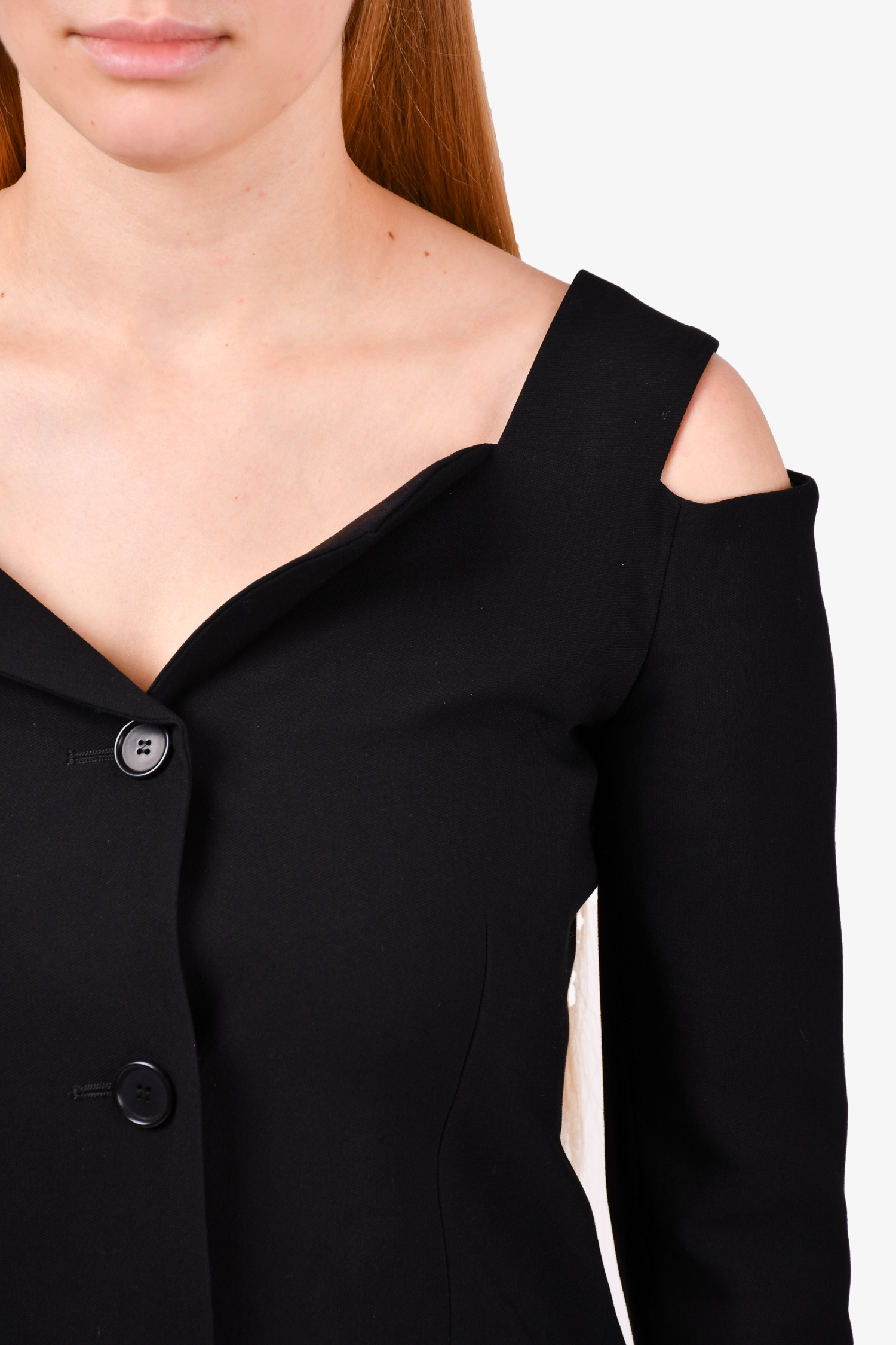 Maje Black Vida Cold-Shoulder Blazer Top Size 36