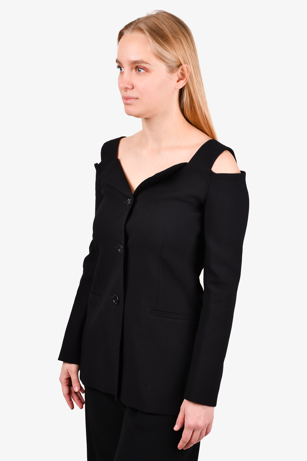 Maje Black Vida Cold-Shoulder Blazer Top Size 36
