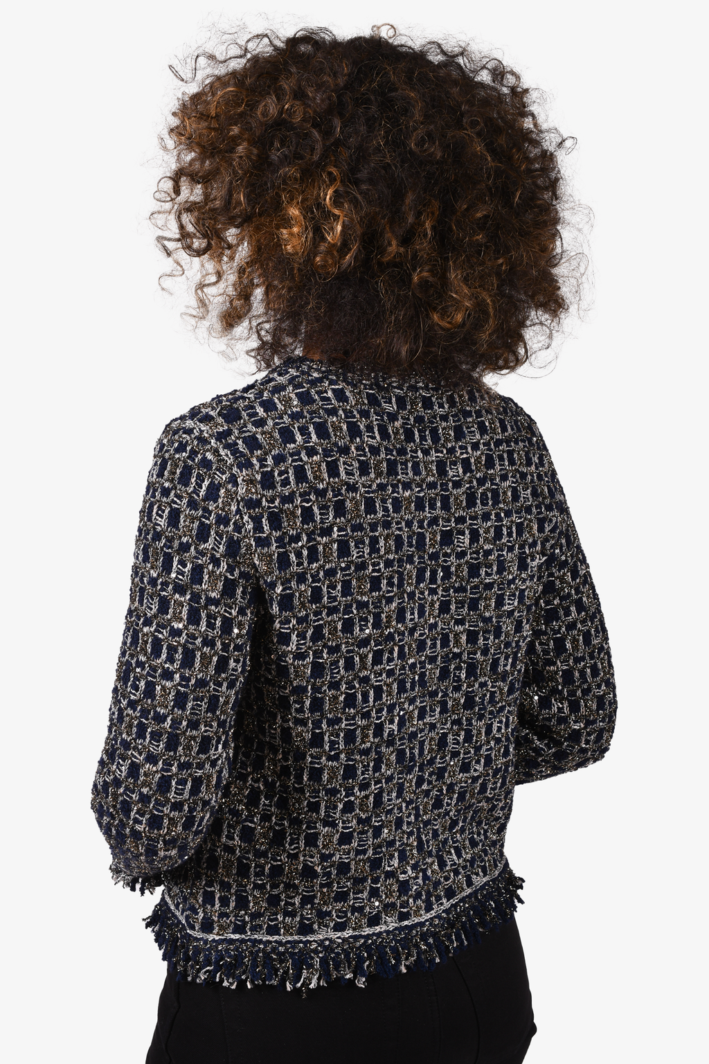 Maje Blue/Black Metallic Tweed Jacket Size 1