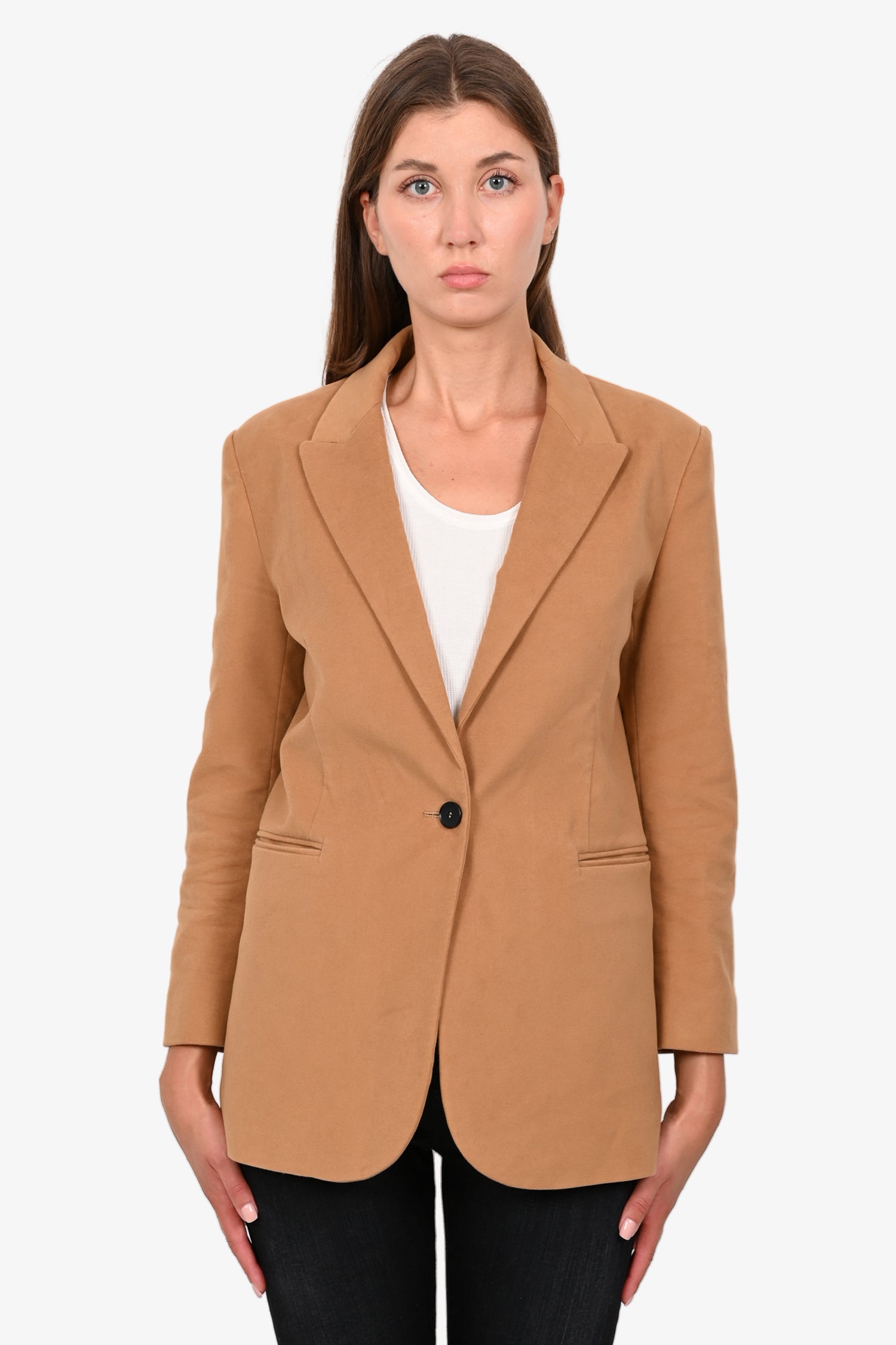 Maje Brown Velvet Single Breasted Blazer Size 36