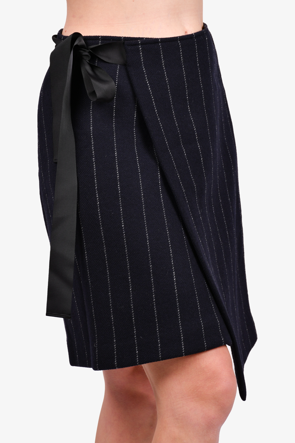 Maje Navy/White Wool Striped Tie Skirt Size 1