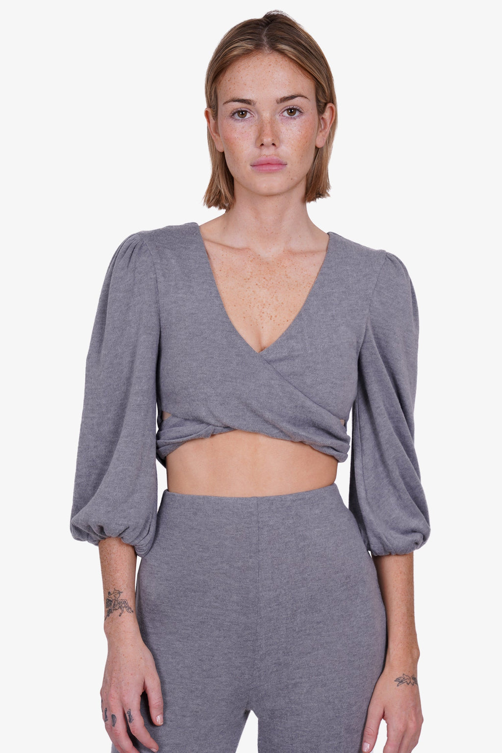 Majorelle Grey Twisted Top with Track Pants Set Size XS