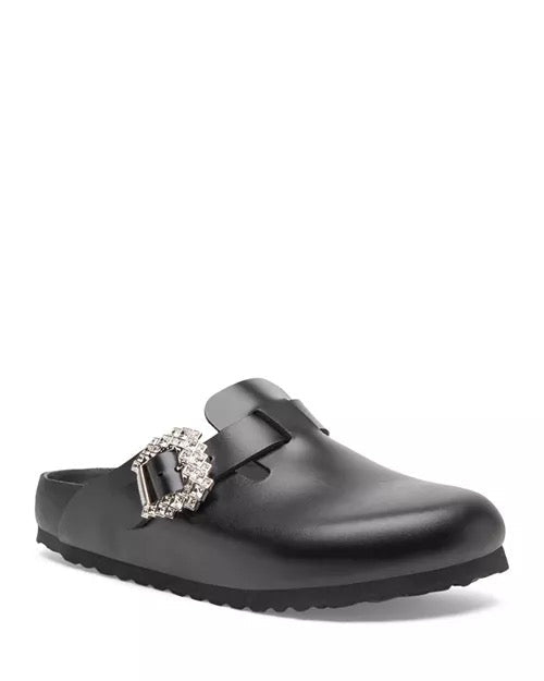 MANOLO BLAHNIK X BIRKENSTOCK BOSTON CRYSTAL BUCKLE MULES