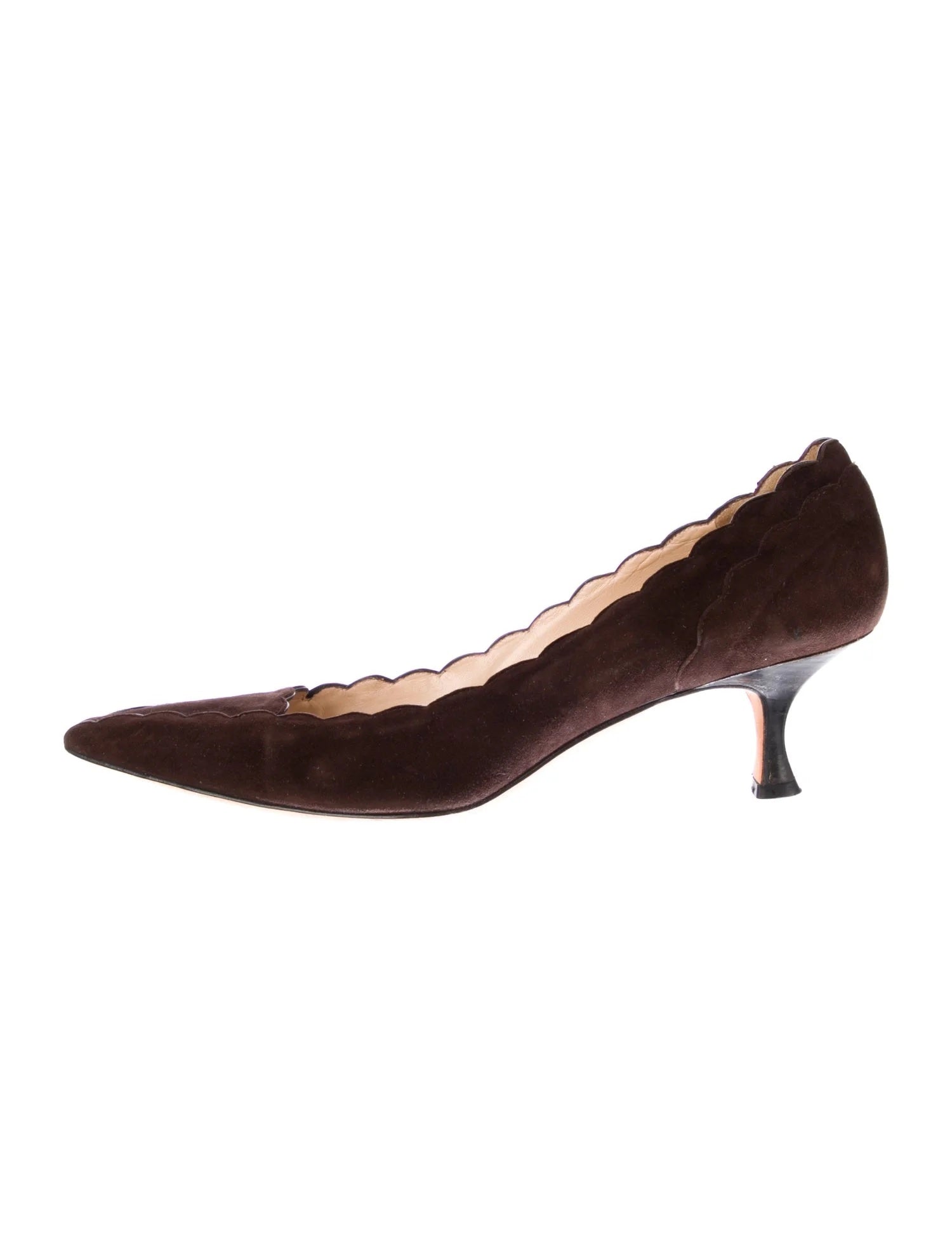 MANOLO BLAHNIK SRILASCA 50 SCALLOPED SUEDE PUMPS