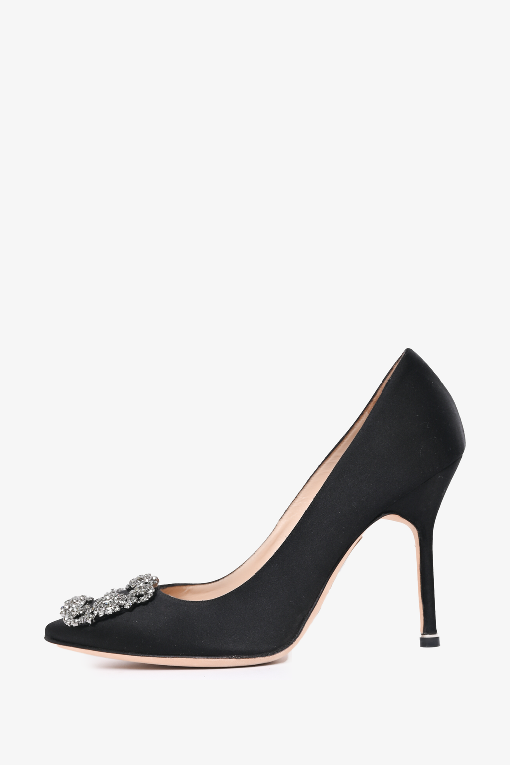 Manolo Blahnik Black Satin Hangisi Heels Size 37.5