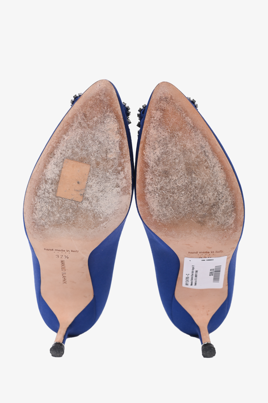 Manolo Blahnik Blue Satin Hangisi 70 Heels Size 37.5