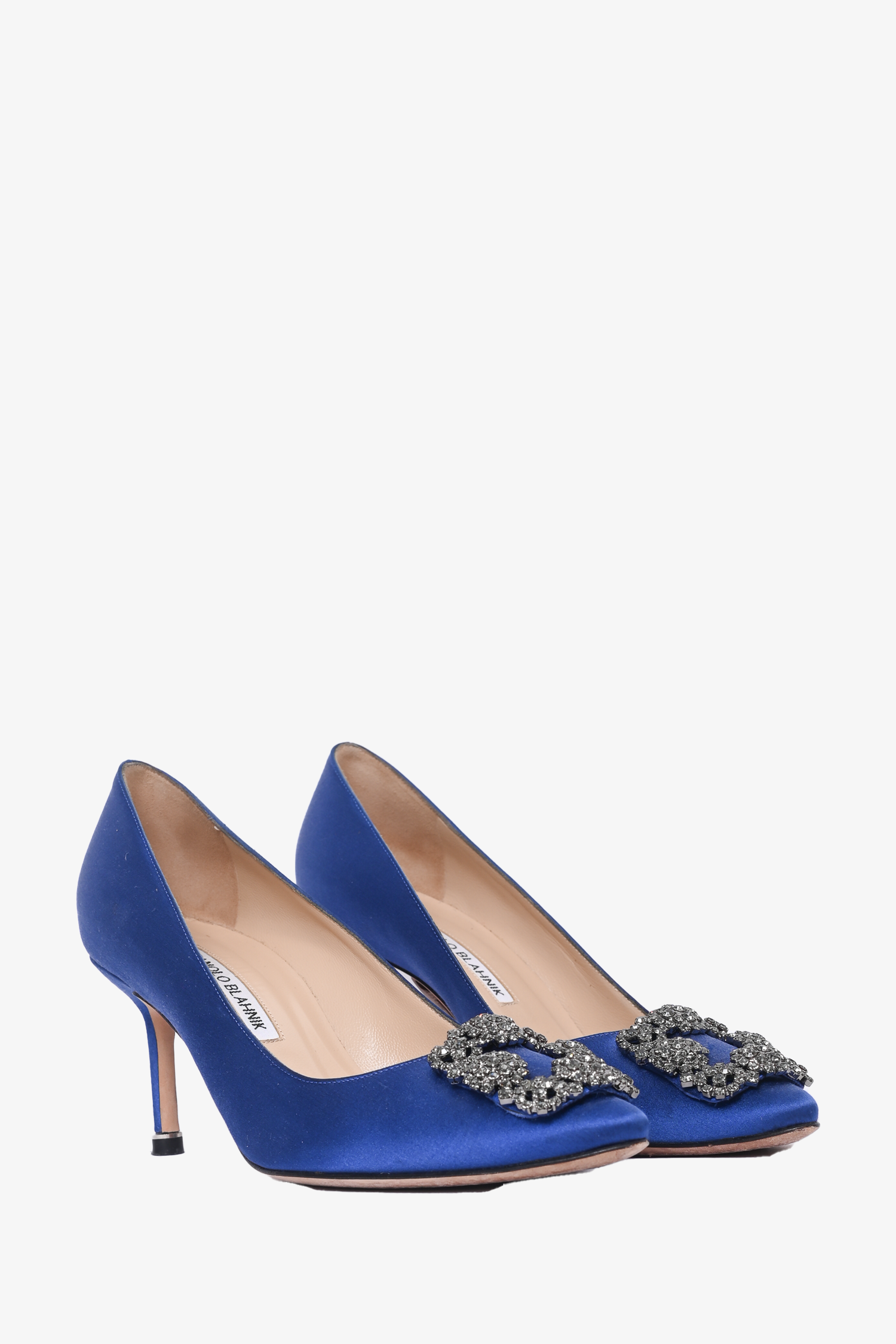 Manolo Blahnik Blue Satin Hangisi 70 Heels Size 37.5