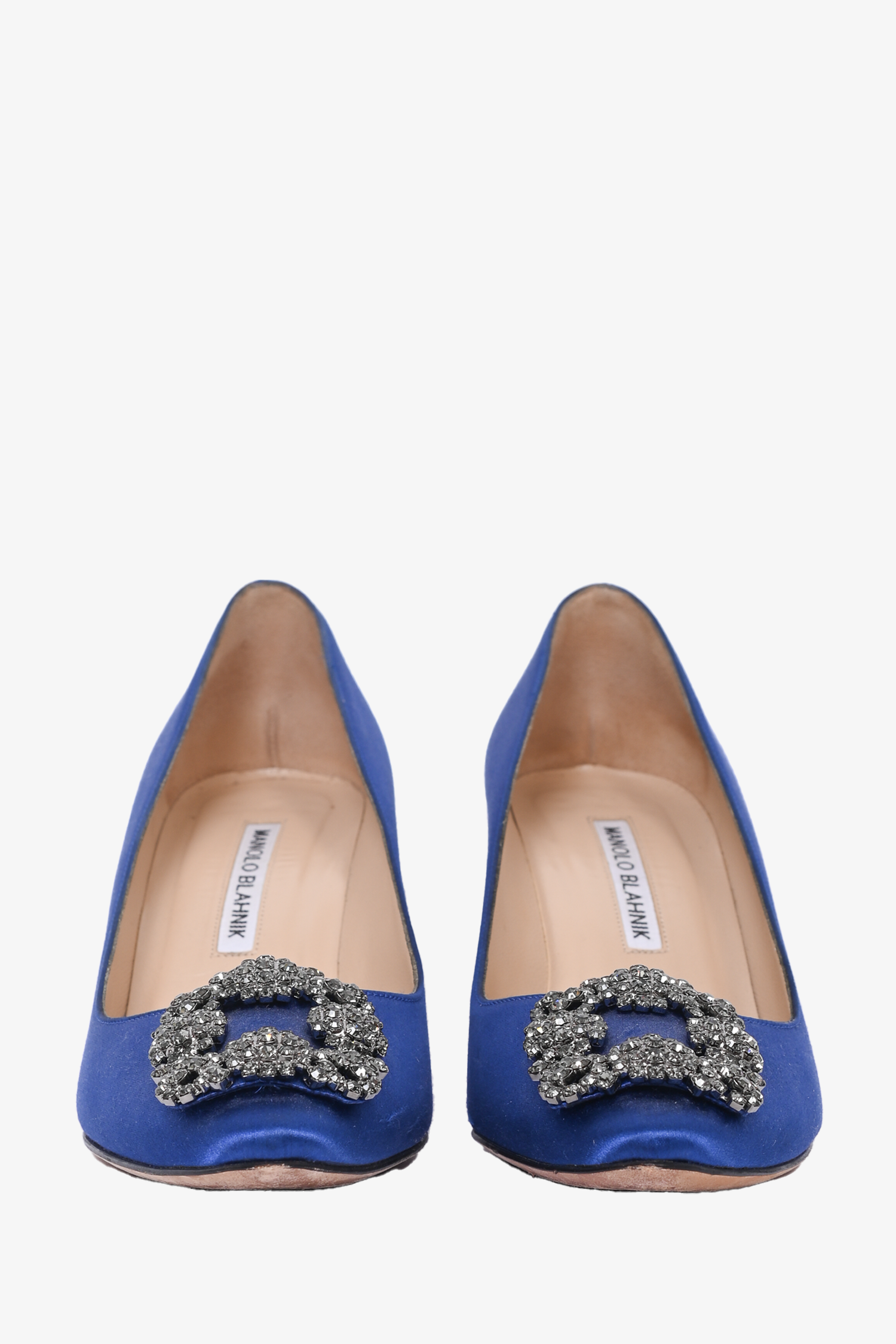 Manolo Blahnik Blue Satin Hangisi 70 Heels Size 37.5