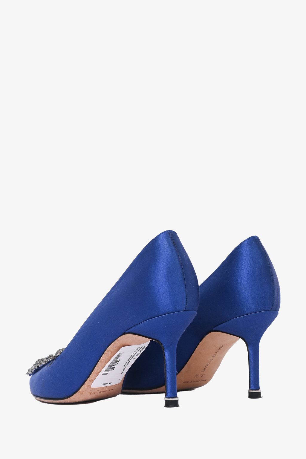 Manolo Blahnik Blue Satin Hangisi 70 Heels Size 37.5