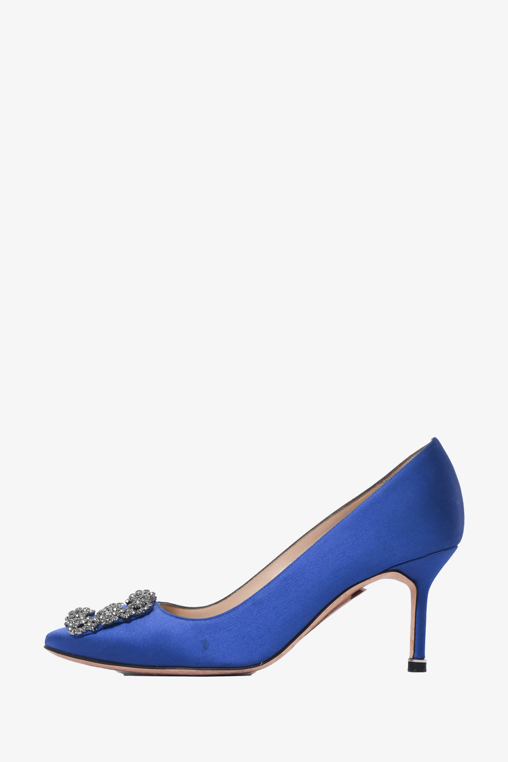 Manolo Blahnik Blue Satin Hangisi 70 Heels Size 37.5