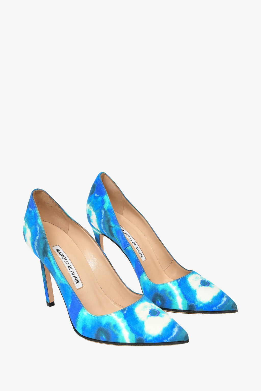 Manolo Blahnik Blue/White Tie Dye Canvas Pumps Size 35.5