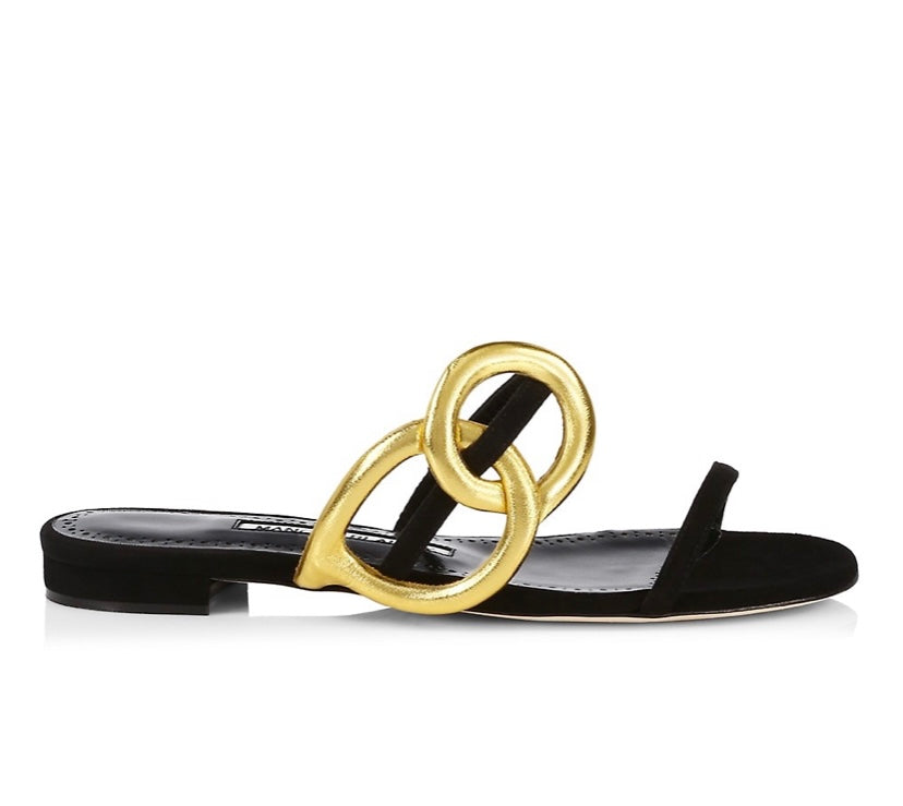 MANOLO BLAHNIK PIEDAD SLIDE SANDALS