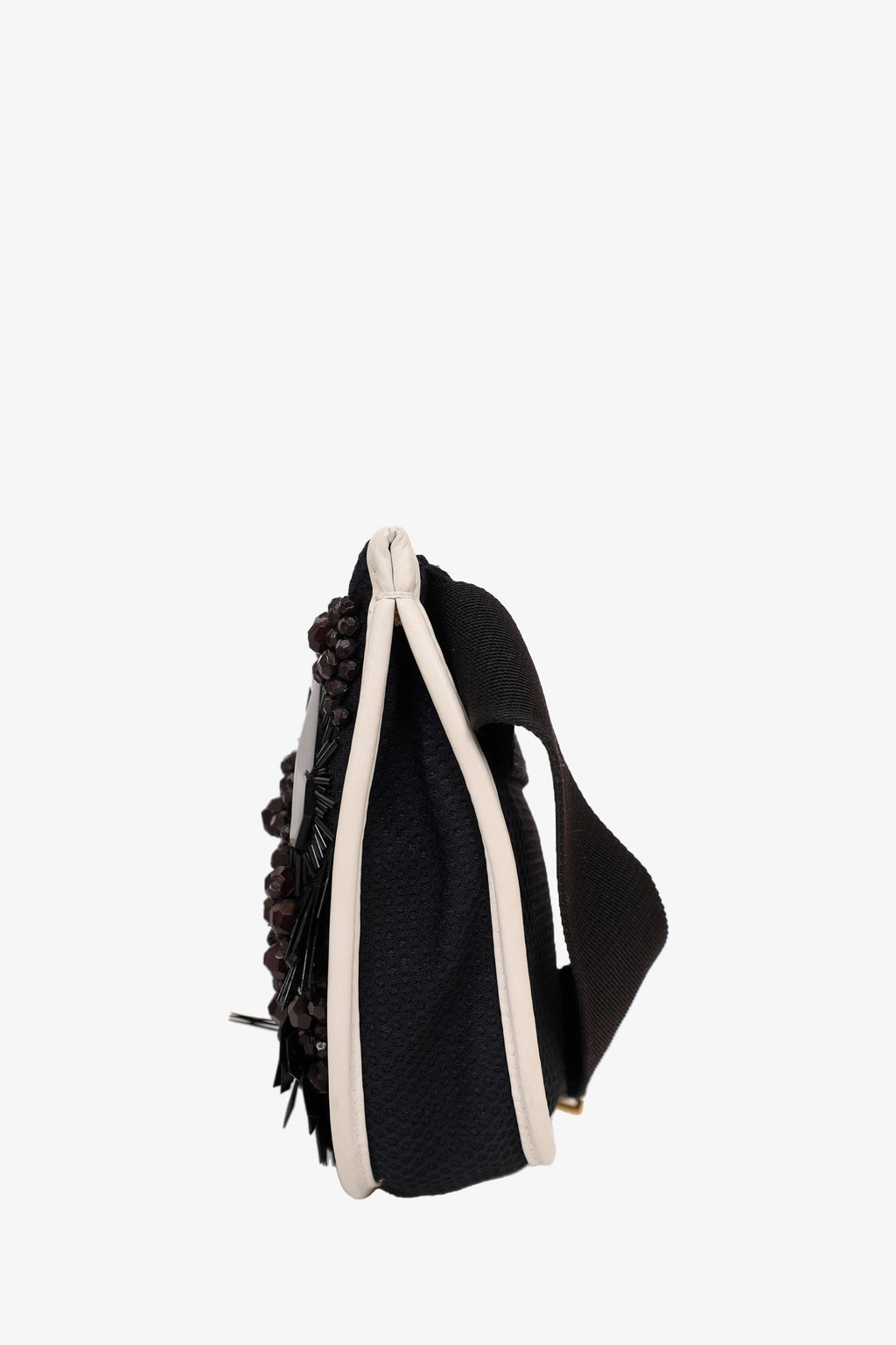 Marni Black Leather Beaded Belt Bag