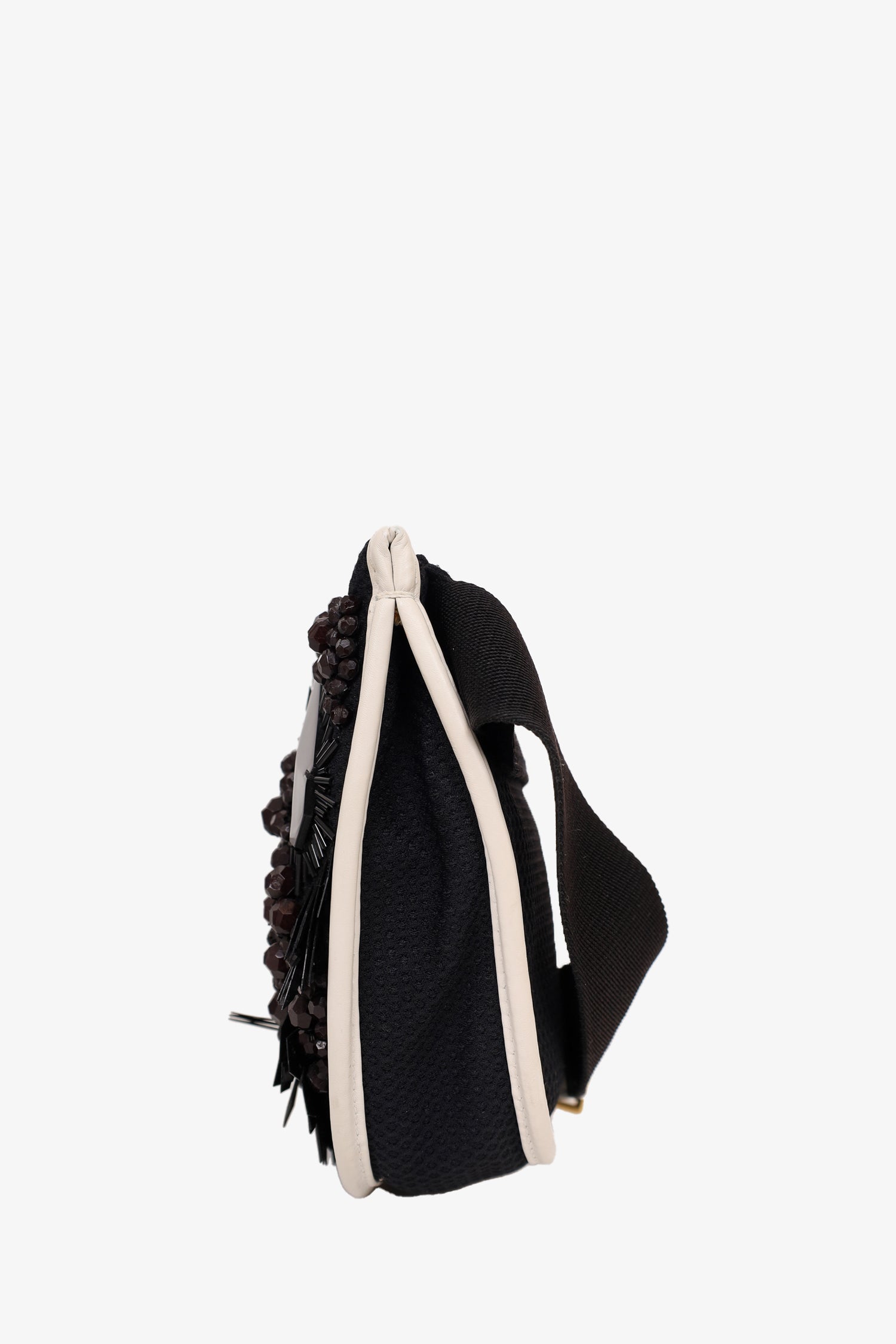 Marni Black Leather Beaded Belt Bag