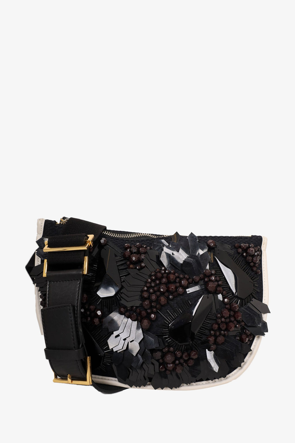 Marni Black Leather Beaded Belt Bag