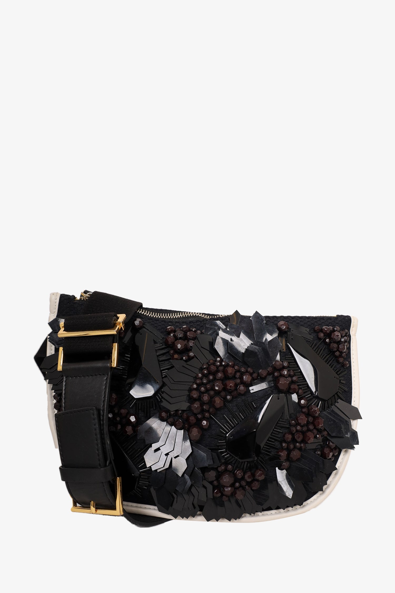 Marni Black Leather Beaded Belt Bag