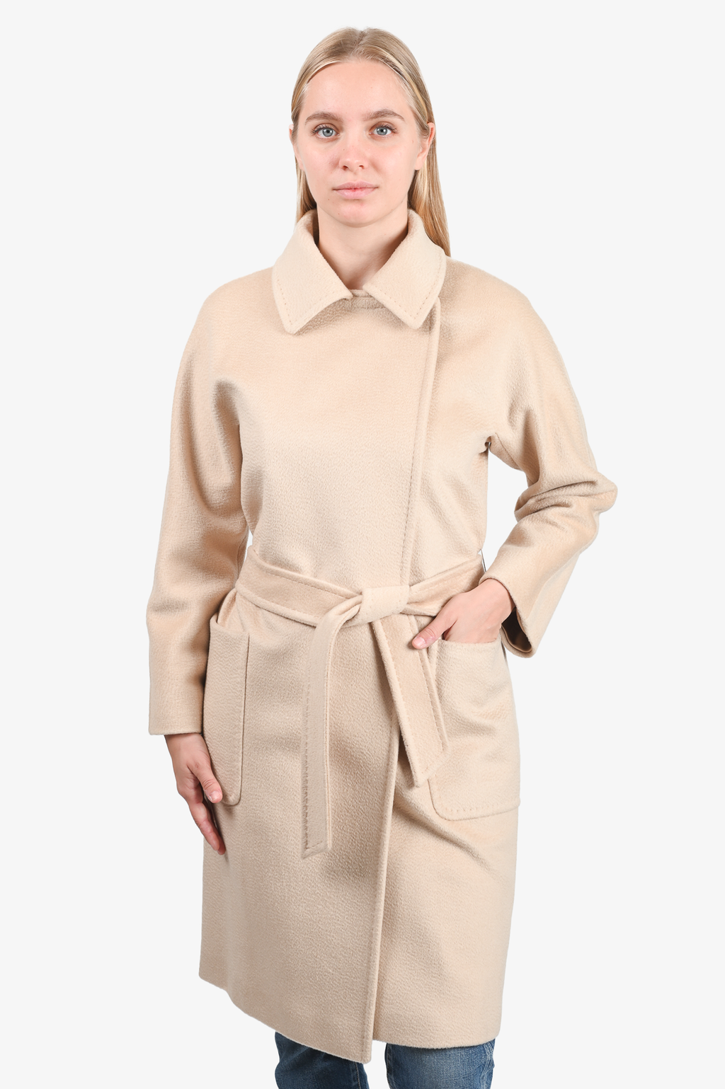 Max Mara Beige Camel Hair Coat Size 6