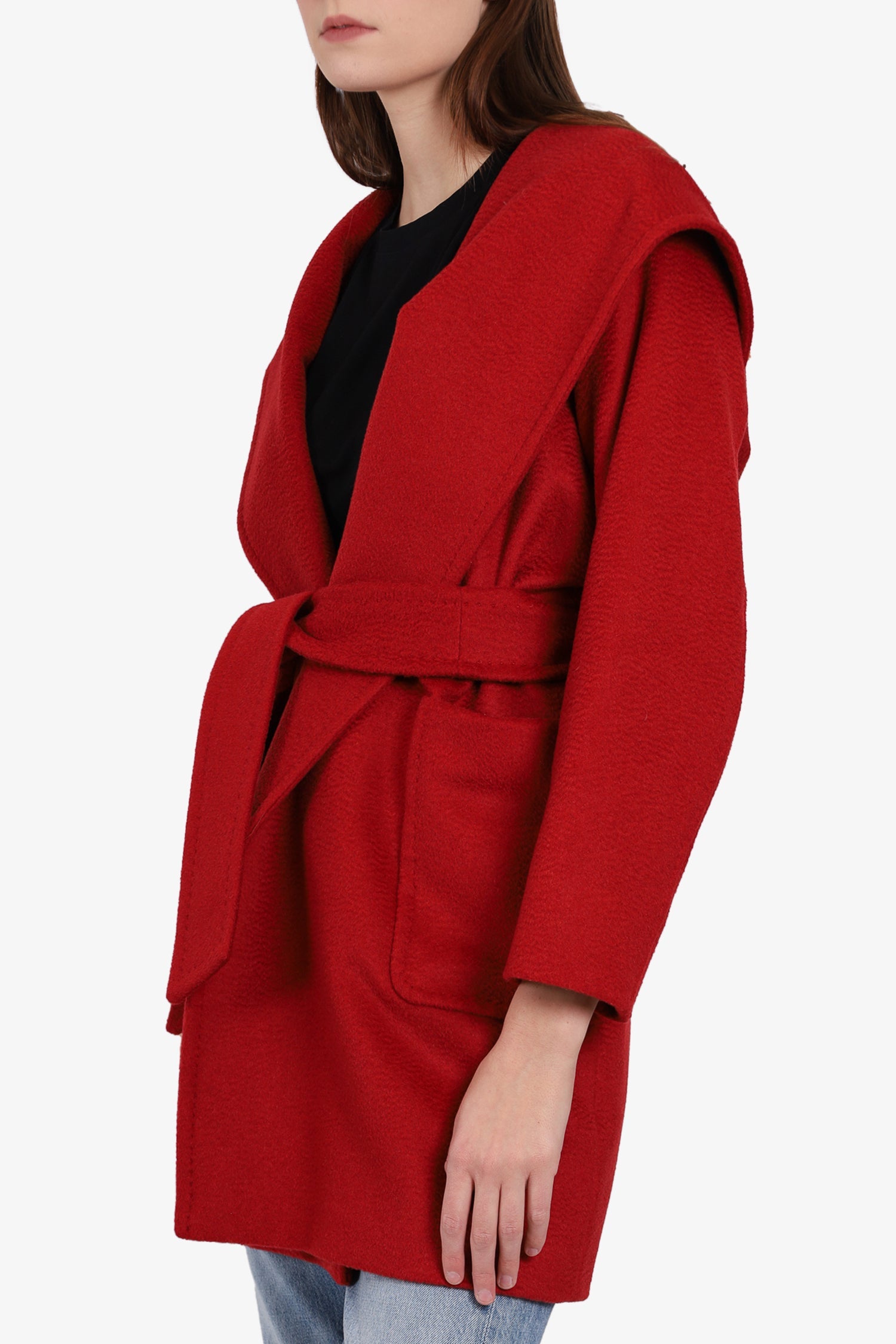 Max Mara Red Camel Hair Belted Coat Size 0
