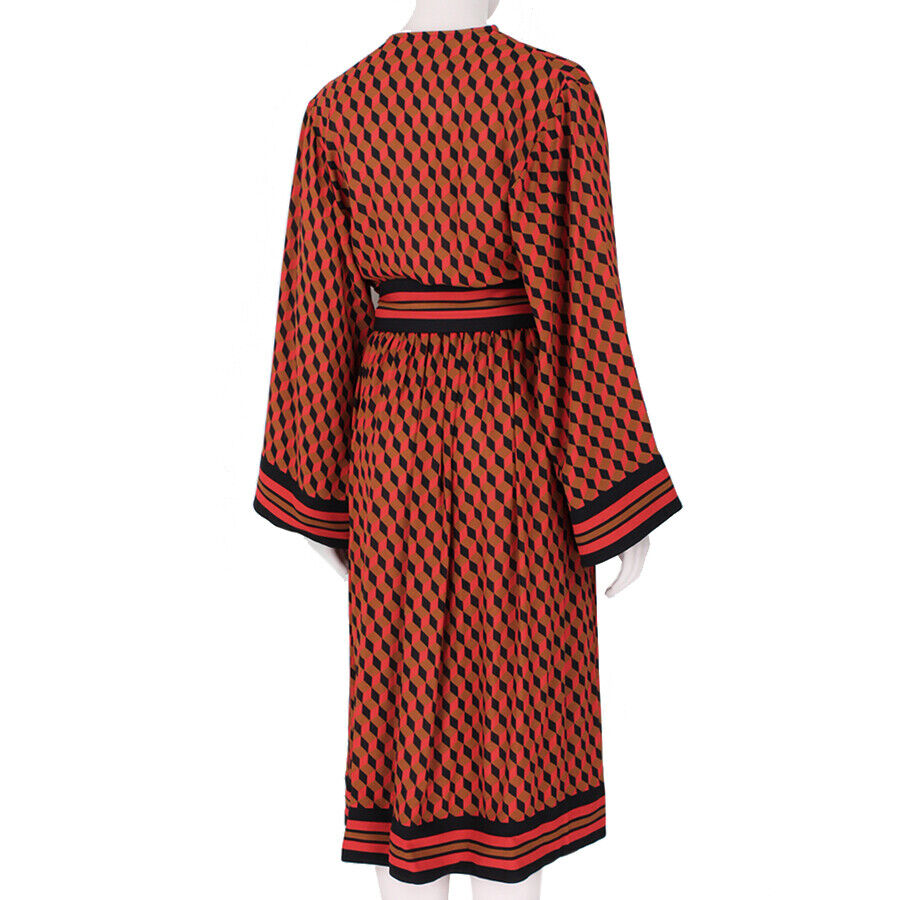 MICHAEL KORS HEXAGON PRINT SILK KIMONO DRESS