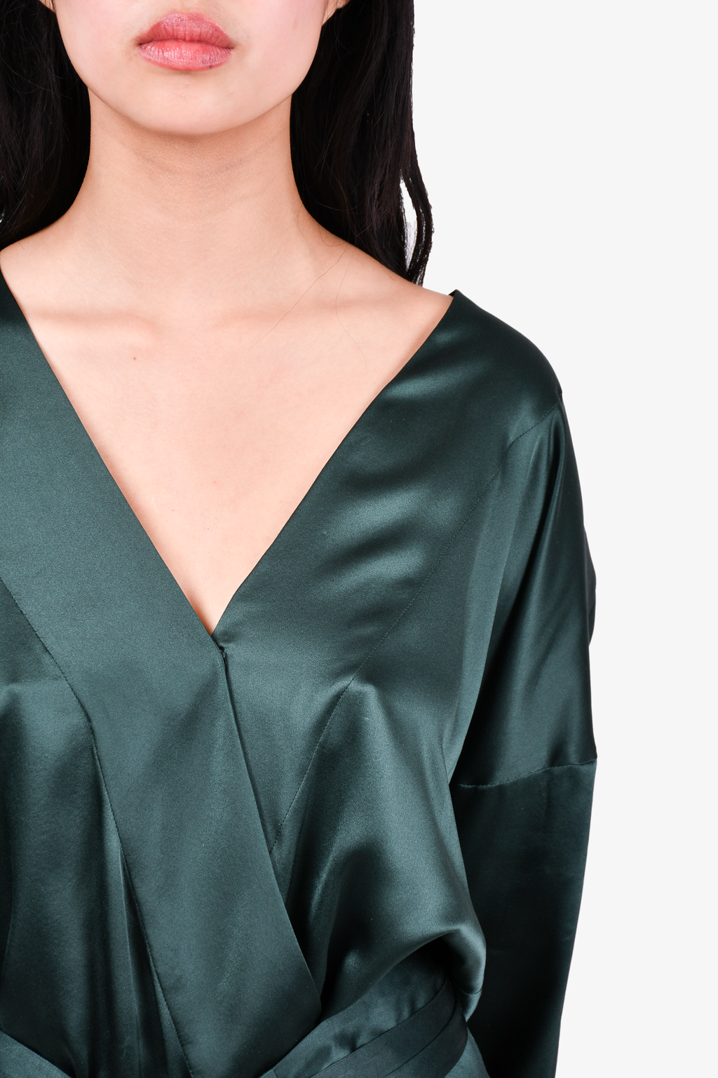 Michelle Mason Green Silk Bodysuit + Pant Set Size 8