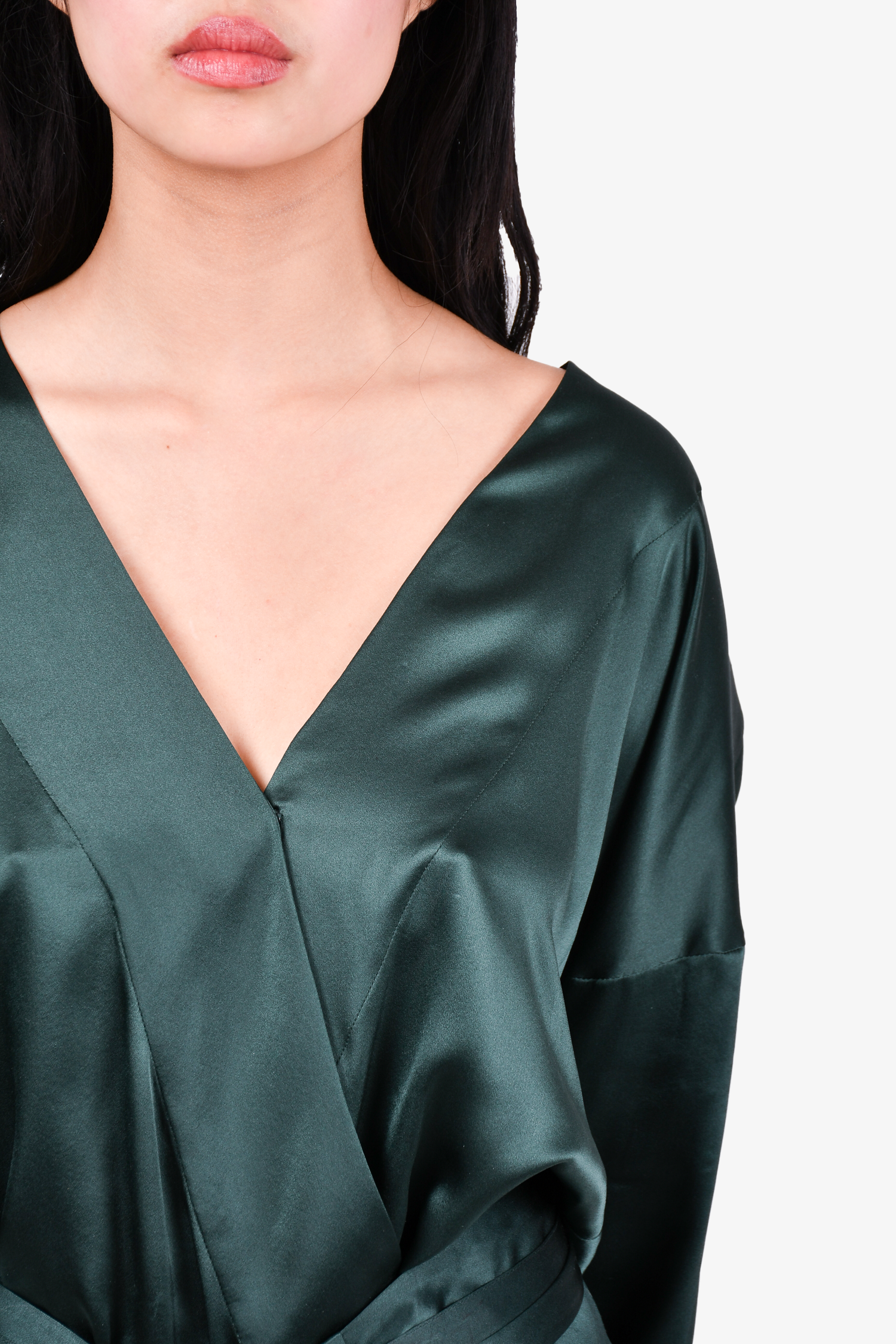 Michelle Mason Green Silk Bodysuit + Pant Set Size 8