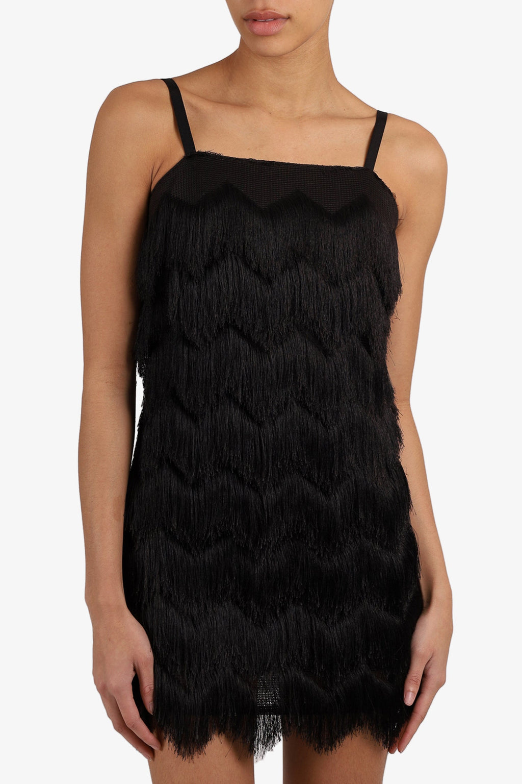 Milly Black Fringe Sleeveless Mini Dress Size 0