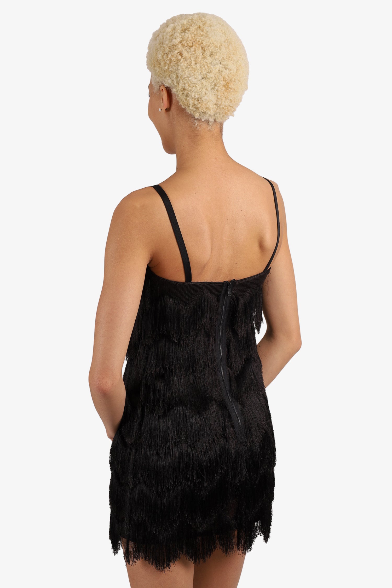 Milly Black Fringe Sleeveless Mini Dress Size 0