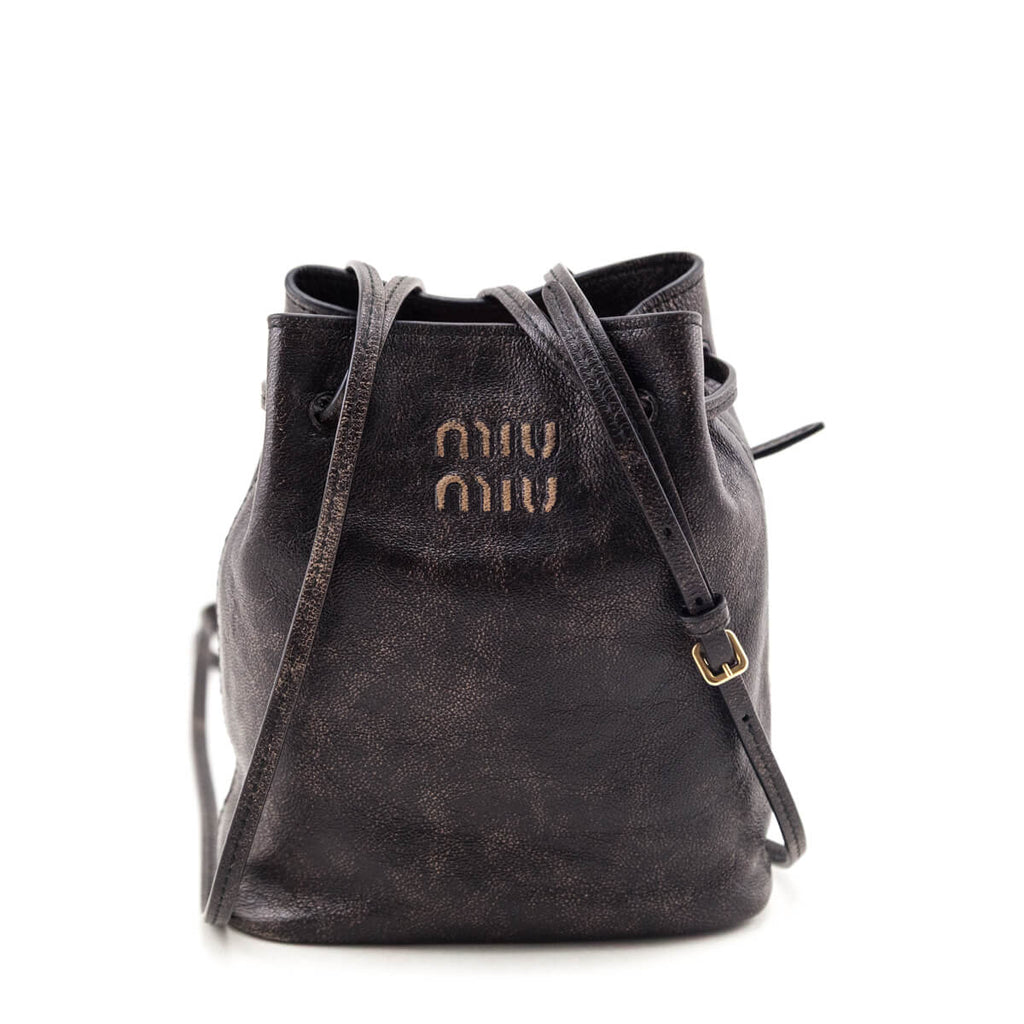 Miu Miu Coffee Distressed Nappa Pouch