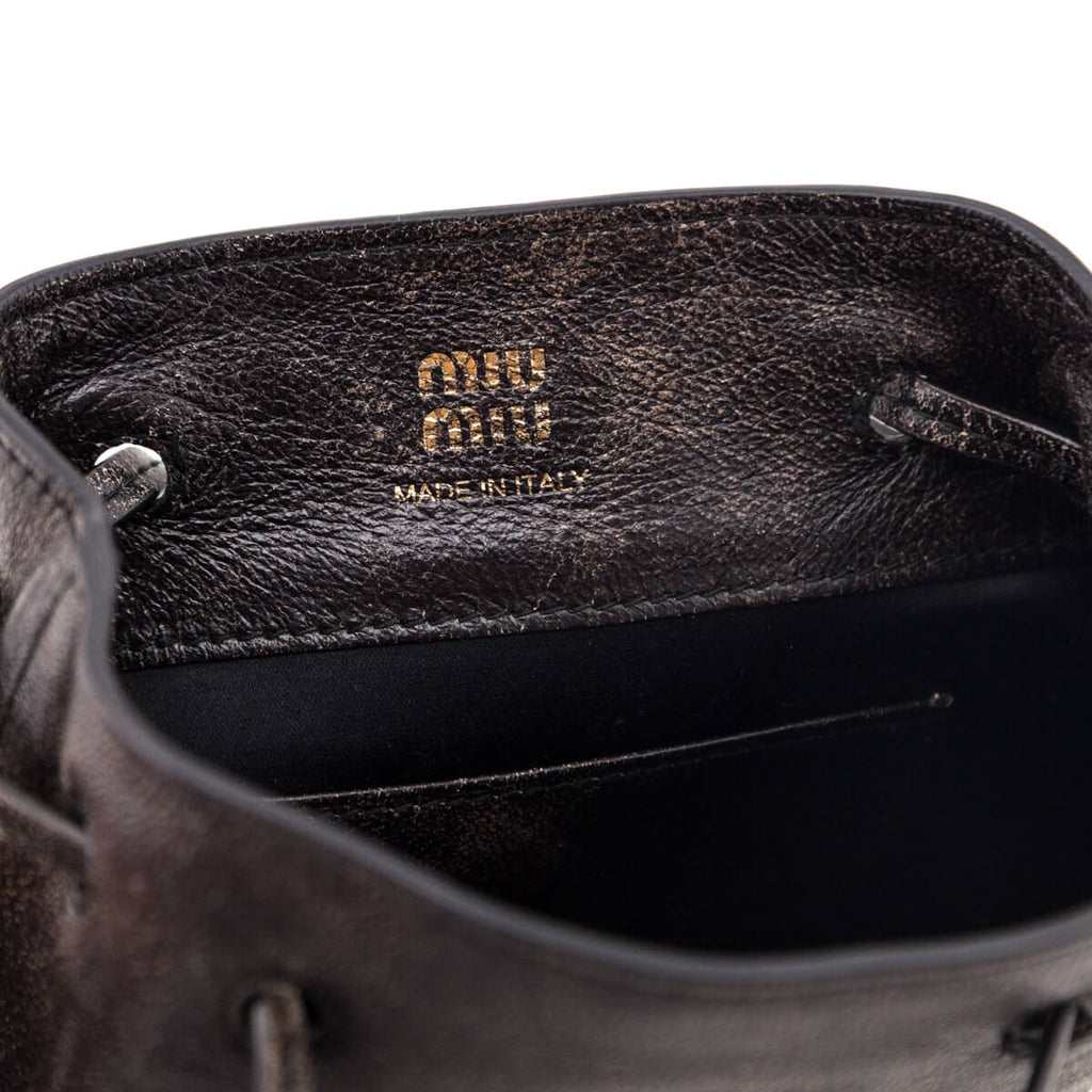 Miu Miu Coffee Distressed Nappa Pouch