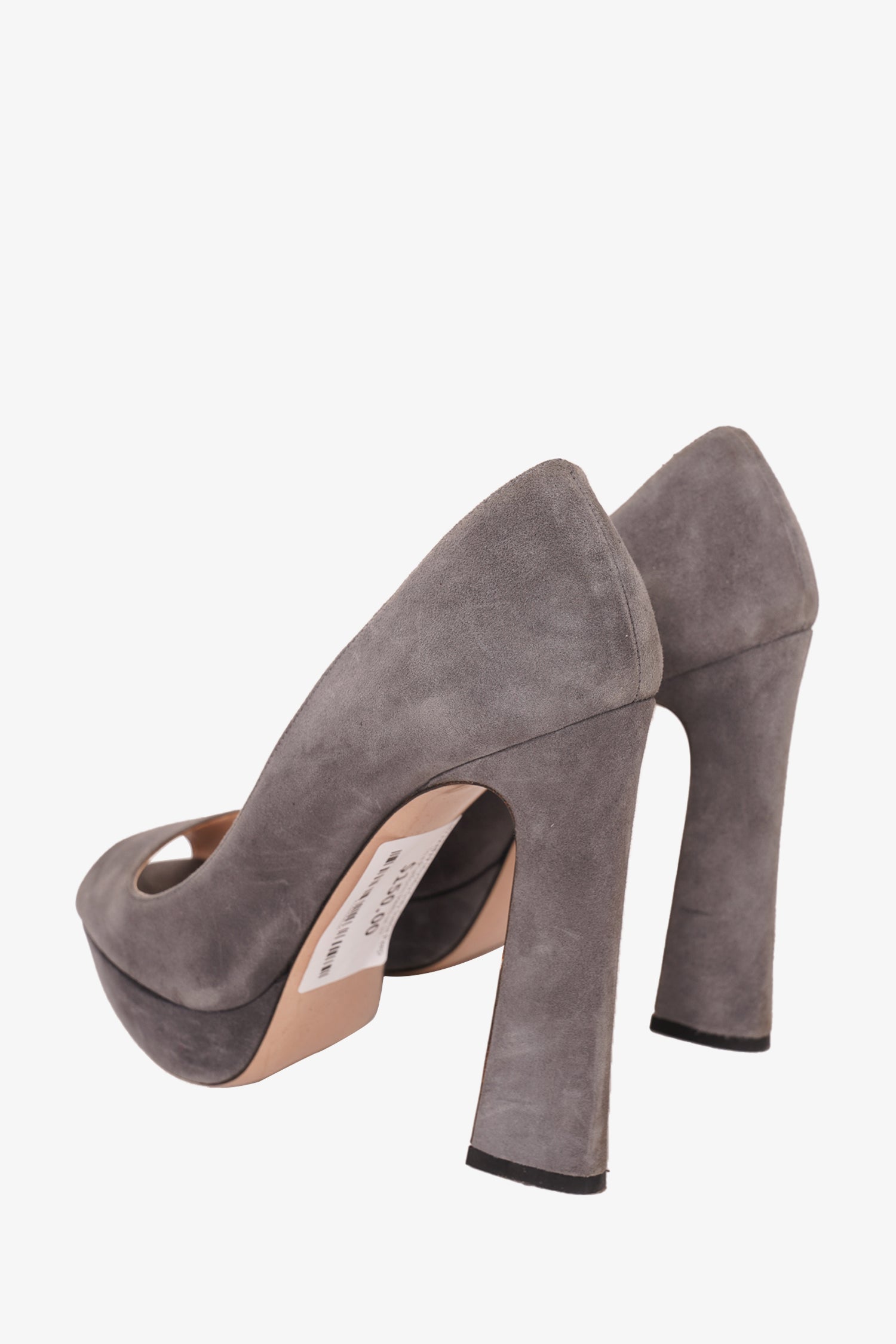 Miu Miu Grey Suede Peep Toe Platform Heels Size 37