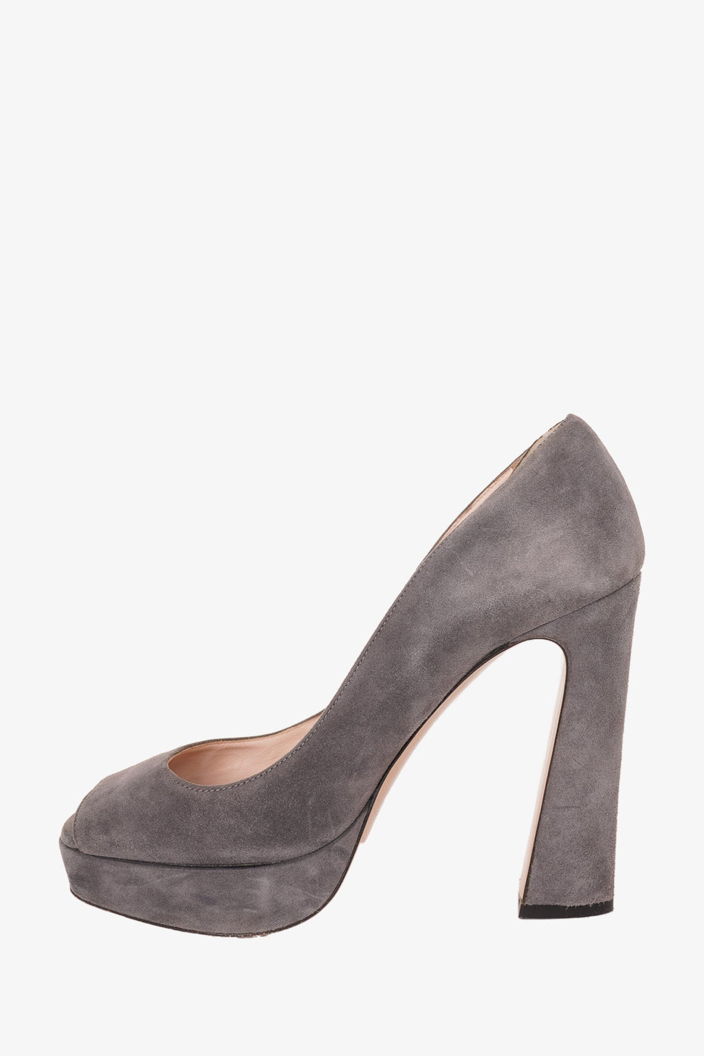 Miu Miu Grey Suede Peep Toe Platform Heels Size 37