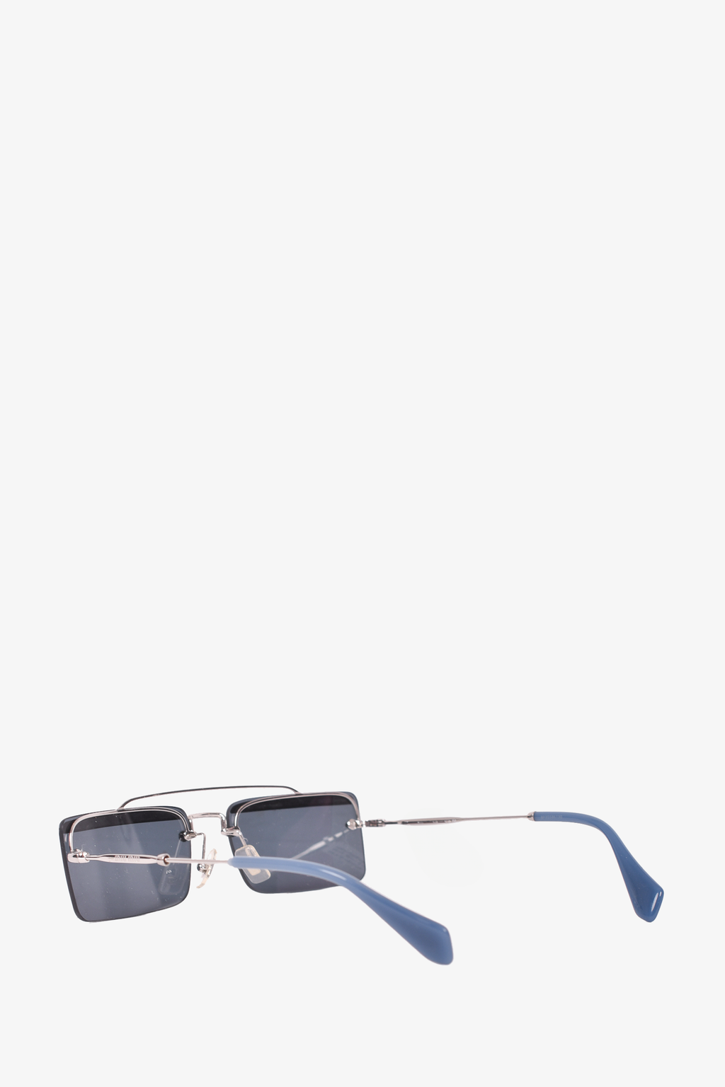 Miu Miu Navy Blue Rectangular Crystal Embellished Sunglasses