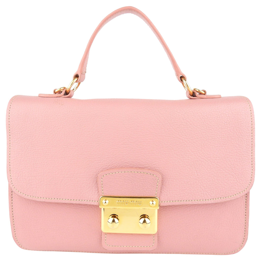 Miu Miu Pink Madras Leather Two-Way Satchel Bag