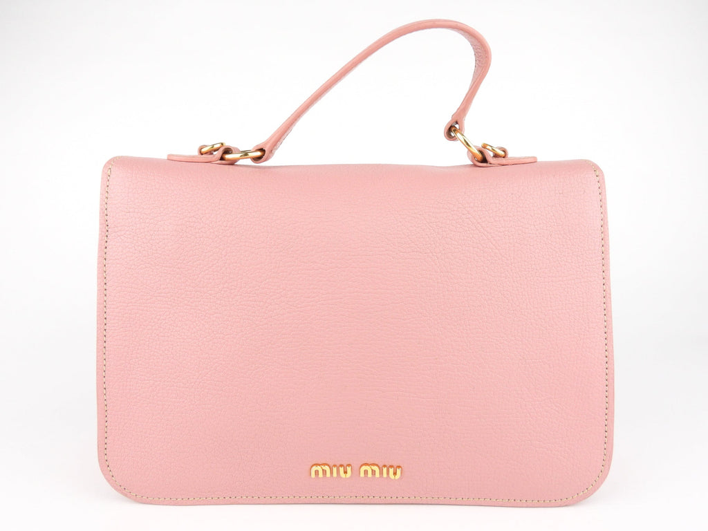 Miu Miu Pink Madras Leather Two-Way Satchel Bag