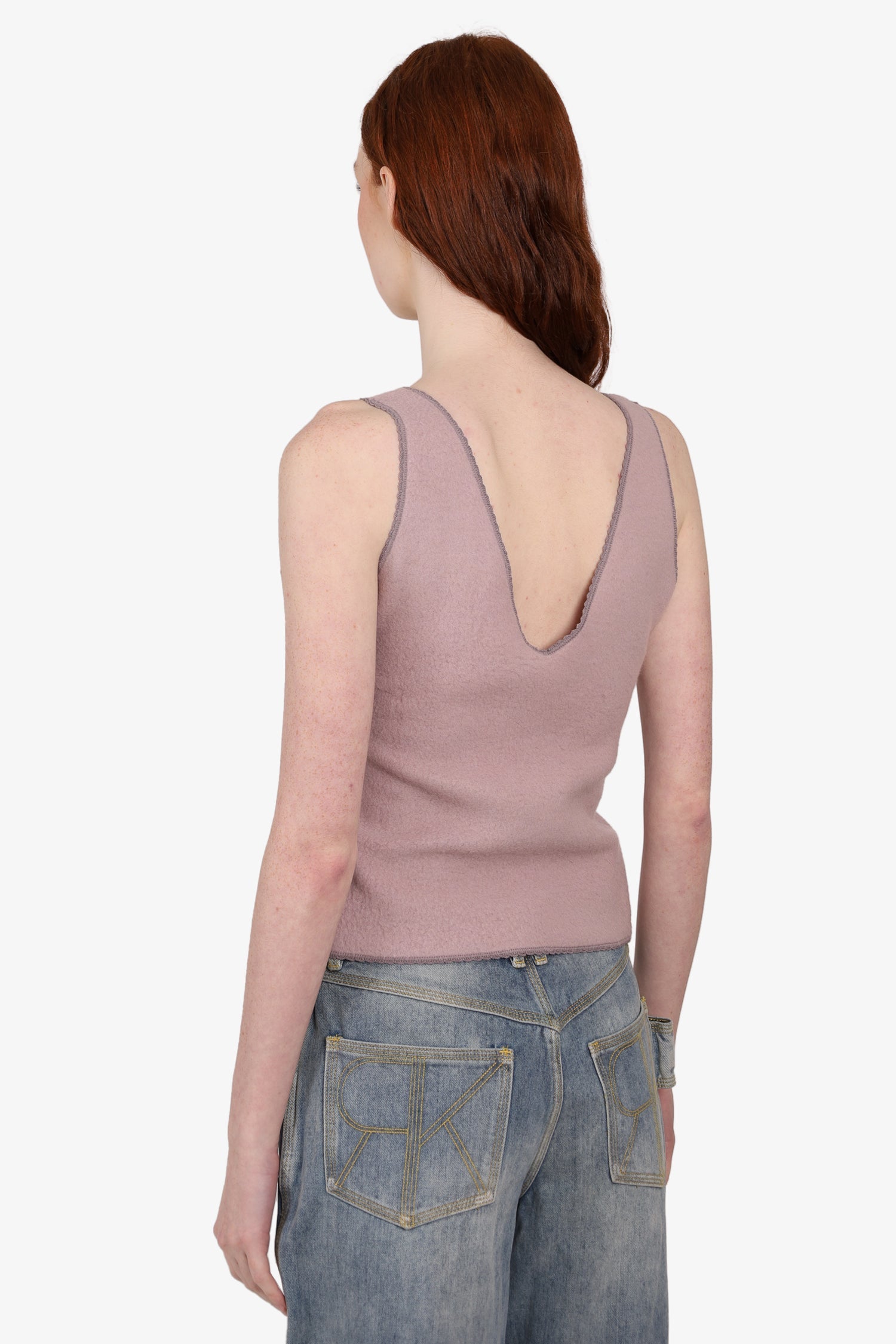 Miu Miu Purple Wool Sleeveless V-Neck Top Size S