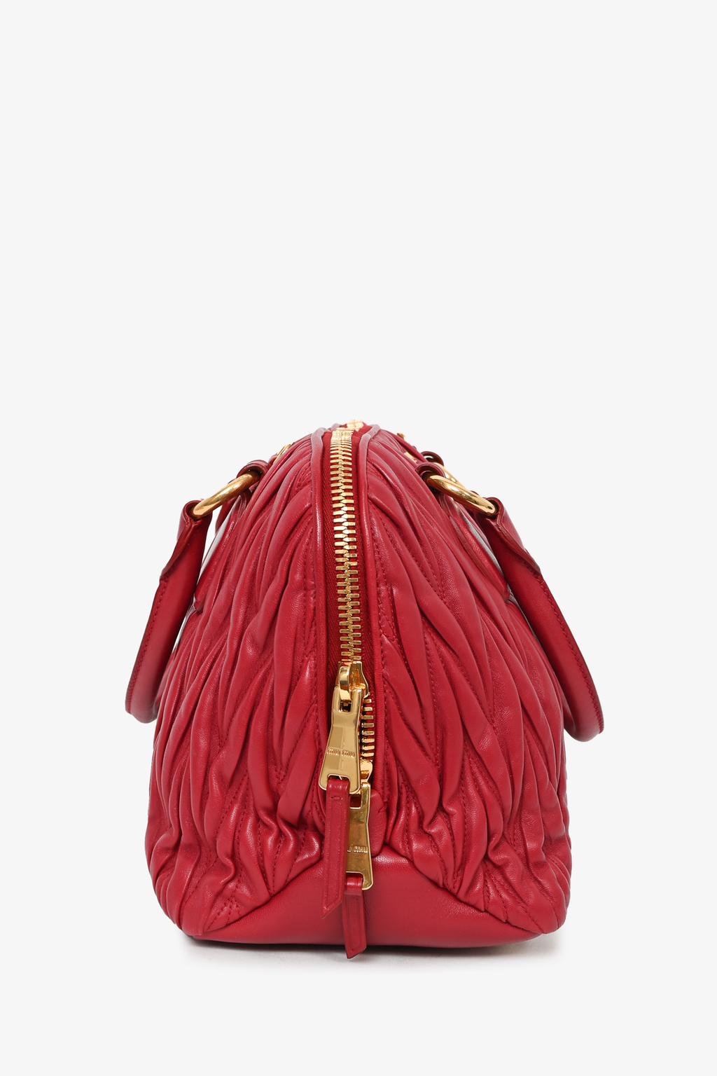 Miu Miu Red Leather Matelesse Top Handle w/ Strap