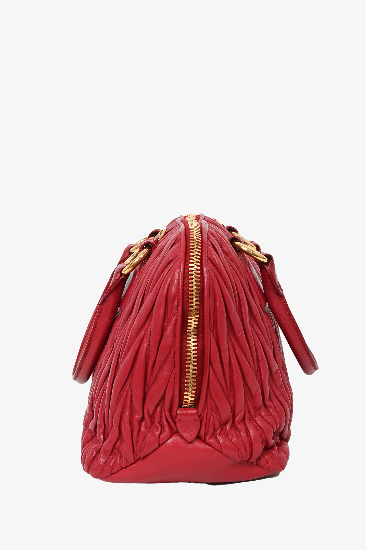 Miu Miu Red Leather Matelesse Top Handle w/ Strap