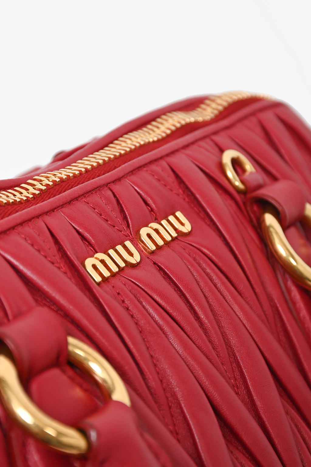 Miu Miu Red Leather Matelesse Top Handle w/ Strap