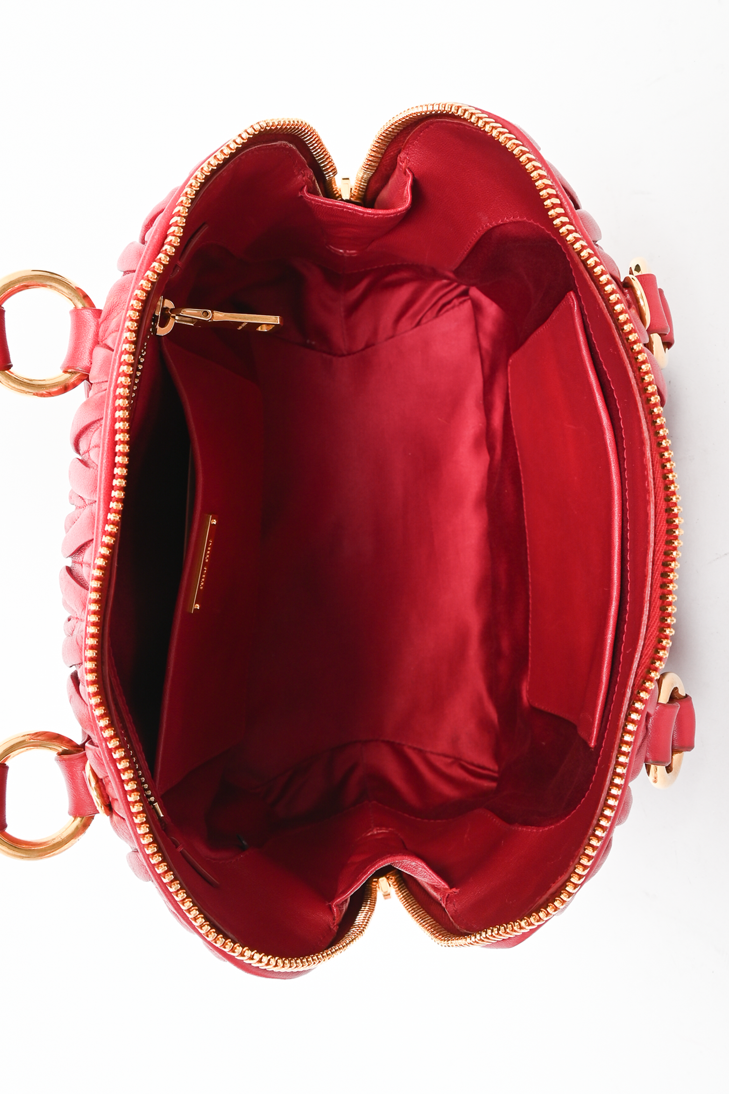 Miu Miu Red Leather Matelesse Top Handle w/ Strap