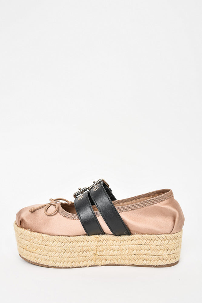 Miu Miu Satin Pink "Calzature Donna" Espadrilles Size 35