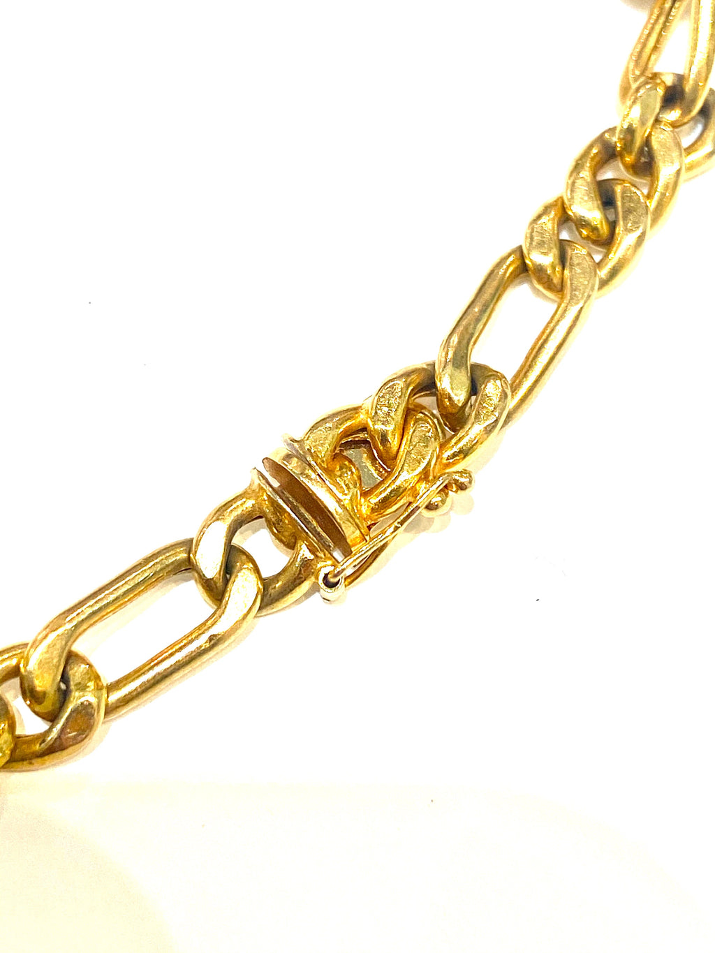 14K YELLOW GOLD MIXED LINK CHAIN FIGARO BRACELET